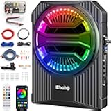 Ehaho Slim Under Seat Subwoofers with AMP, 10 inch Powered Subwoofer with Amplifier and RGB Lights, APP and Remote Control for Music Sync and Lighting Chasing Effects, Car Truck Audio Subwoofer