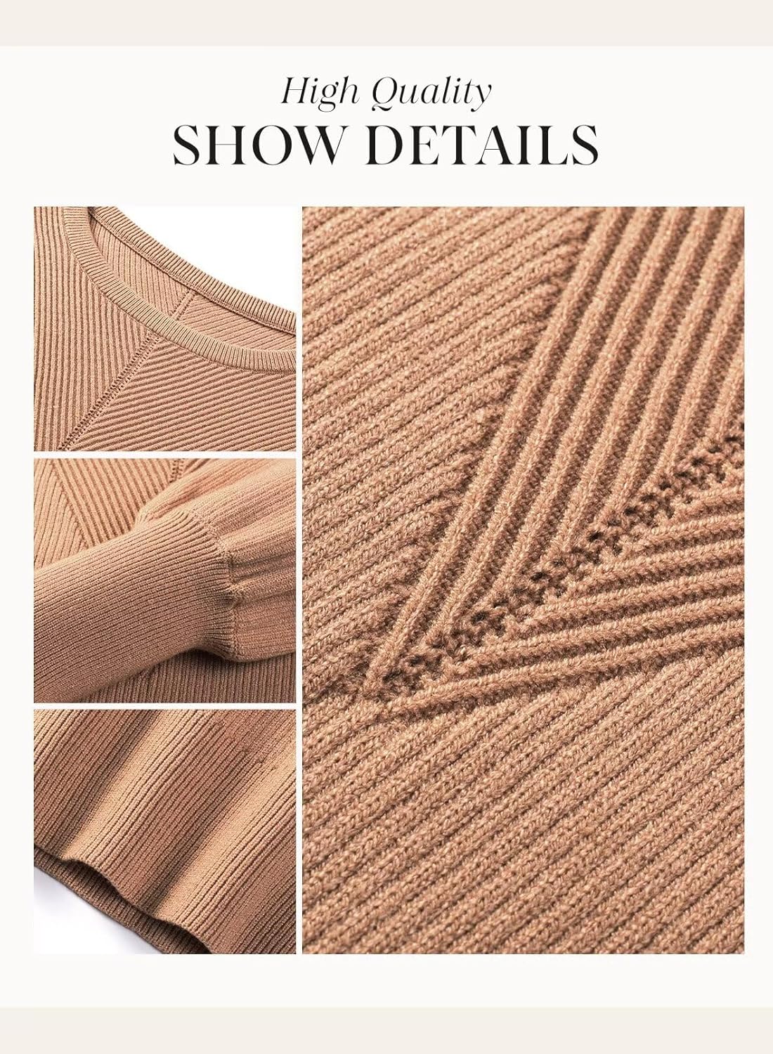 Dokotoo Womens Ribbed Knit Long Lantern Sleeves Sweater Crewneck Casual Slim Fit Pullover Jumper Tops - Image 6