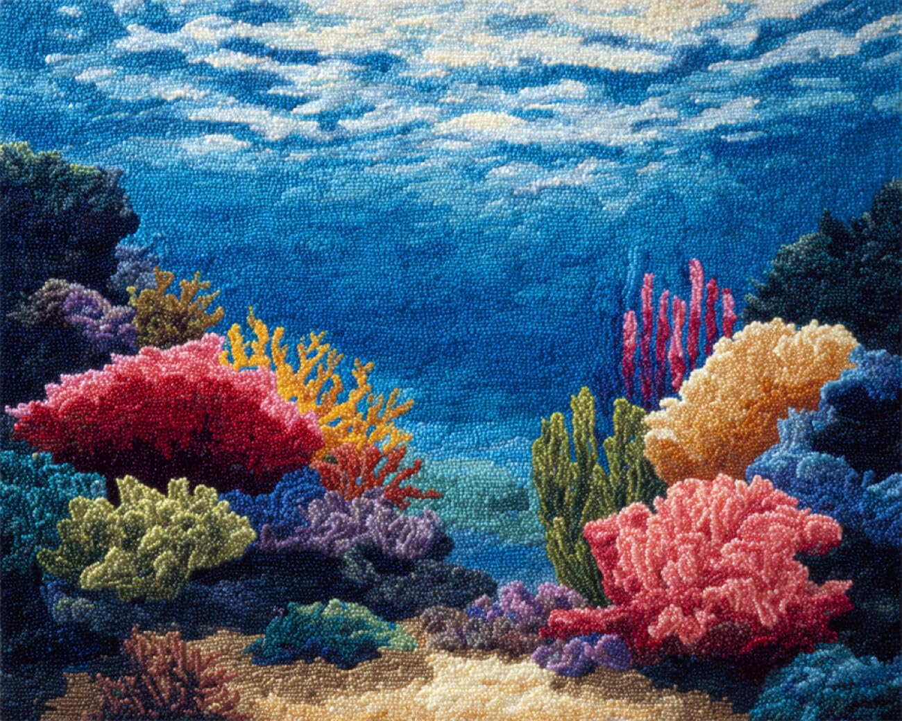 Paisaje Kit De Gancho De Pestillo Paisaje Marino Colorido Kits De Ganchillo Para Alfombras Grandes Para Adultos Y Principiantes，Kit De Crochet Diy Tapices，Bordado Para Cojines De Sofá Y 31x63in