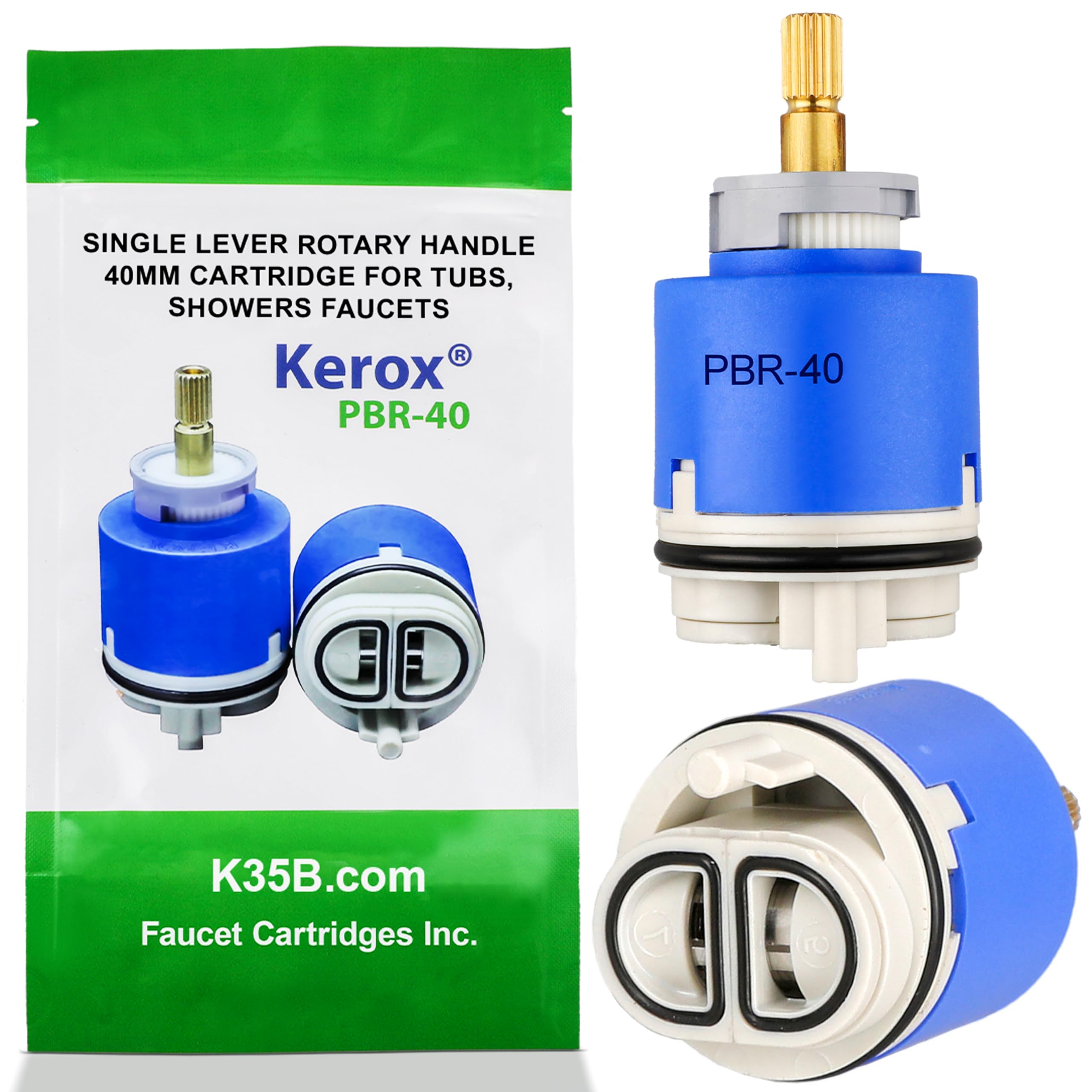 Kerox PBR 40 Faucet Cartridge, Replacement Cartridge Compatible with La Torre, Cascade & Nobili, Single Lever Shower Tub Repair, Tub Faucet Cartridges, Kitchen & Bathroom Faucet Cartridge Replacement