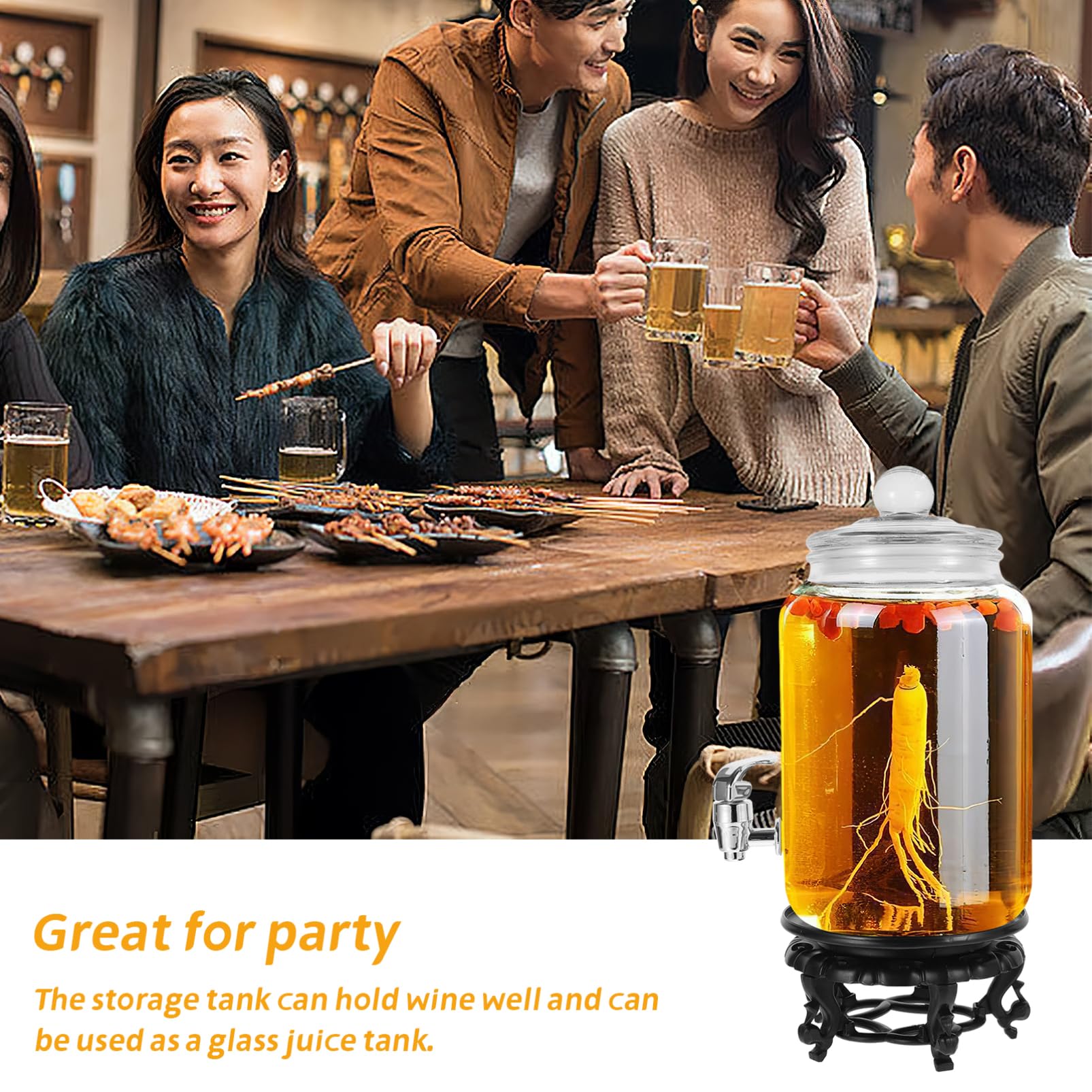 Garneck Beverage Dispenser Stand Glass Wine Bottle Sealed Can Wine Bucket Essential Accessory