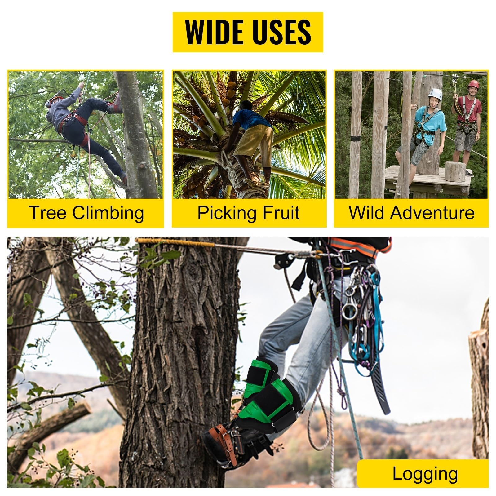 Tree Climbing Spike Set Pole Climbing Spurs Steel Adjustable Climber Gaffs Forestry Equipment & Supplies Supplies & Tools(A)