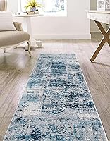 Vista 4 de Unique Loom Finsbury Collection - Alfombra de área Elizabeth (2 pies 7 pulgadas x 12 pies, color azul/marfil)