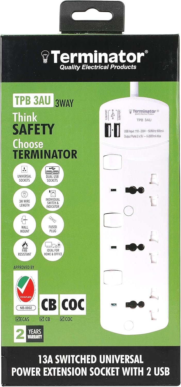 Terminator Extension 3G/3M + 2 Usb Tpb 3Au Universal Socket W