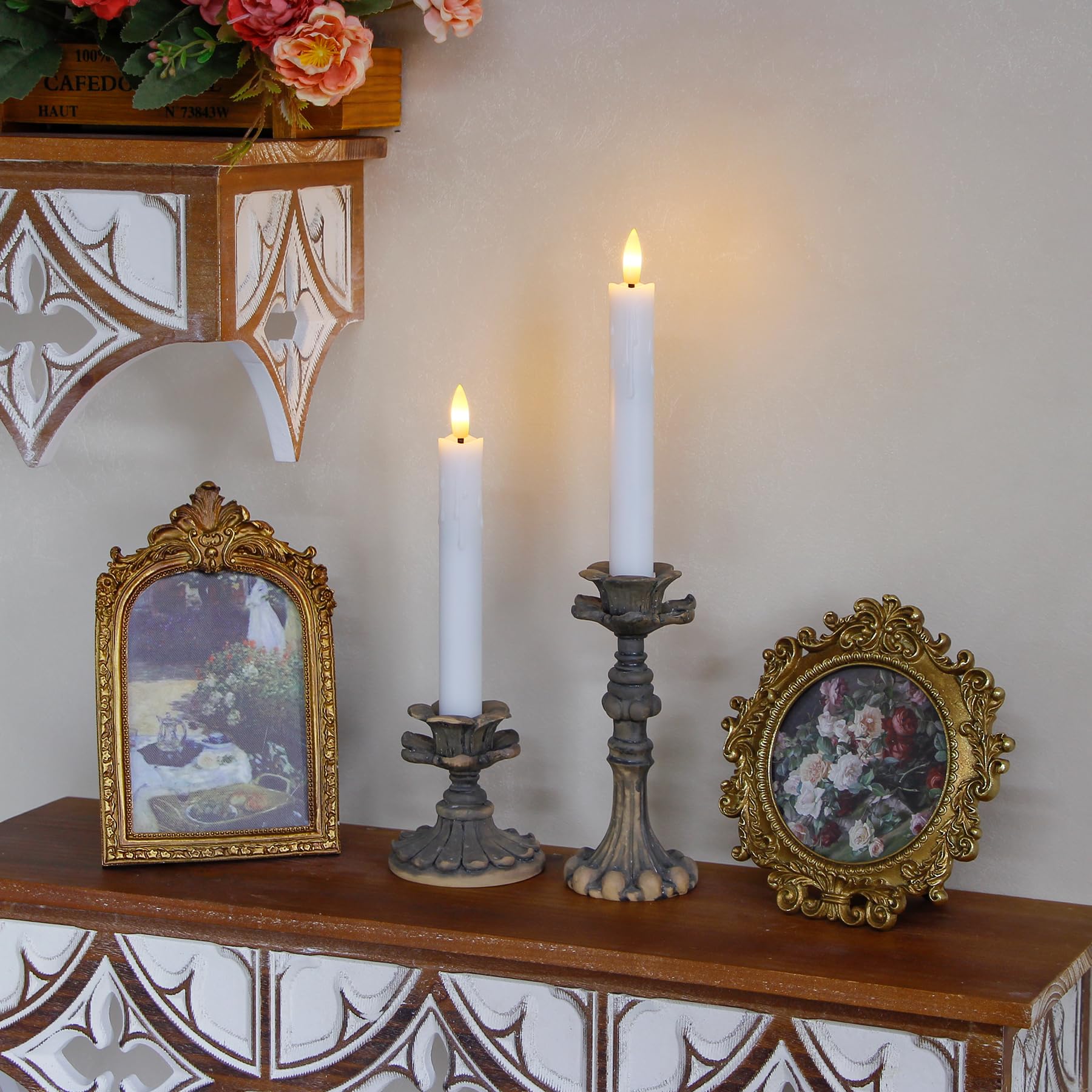 candele tremolanti senza fiamma con due telecomandi, 19CM bianco candele LED a batteria per finestre, set di 8 in plastica senza fiamma effetto cera(2,2 cm di diametro)
