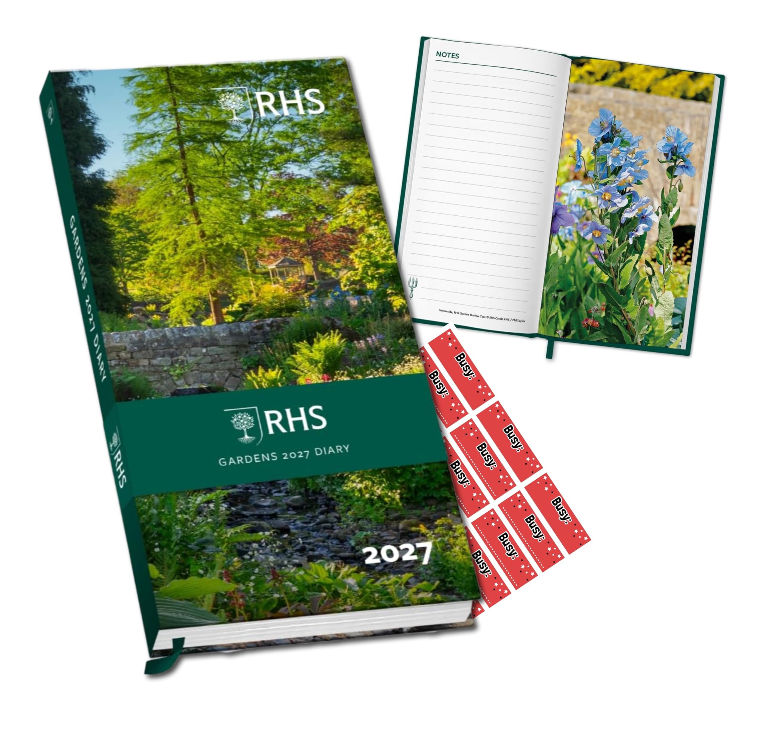 RHS Diary 2027 Royal Horticultural Society Slim Pocket Planner with Free Organisational Stickers Included