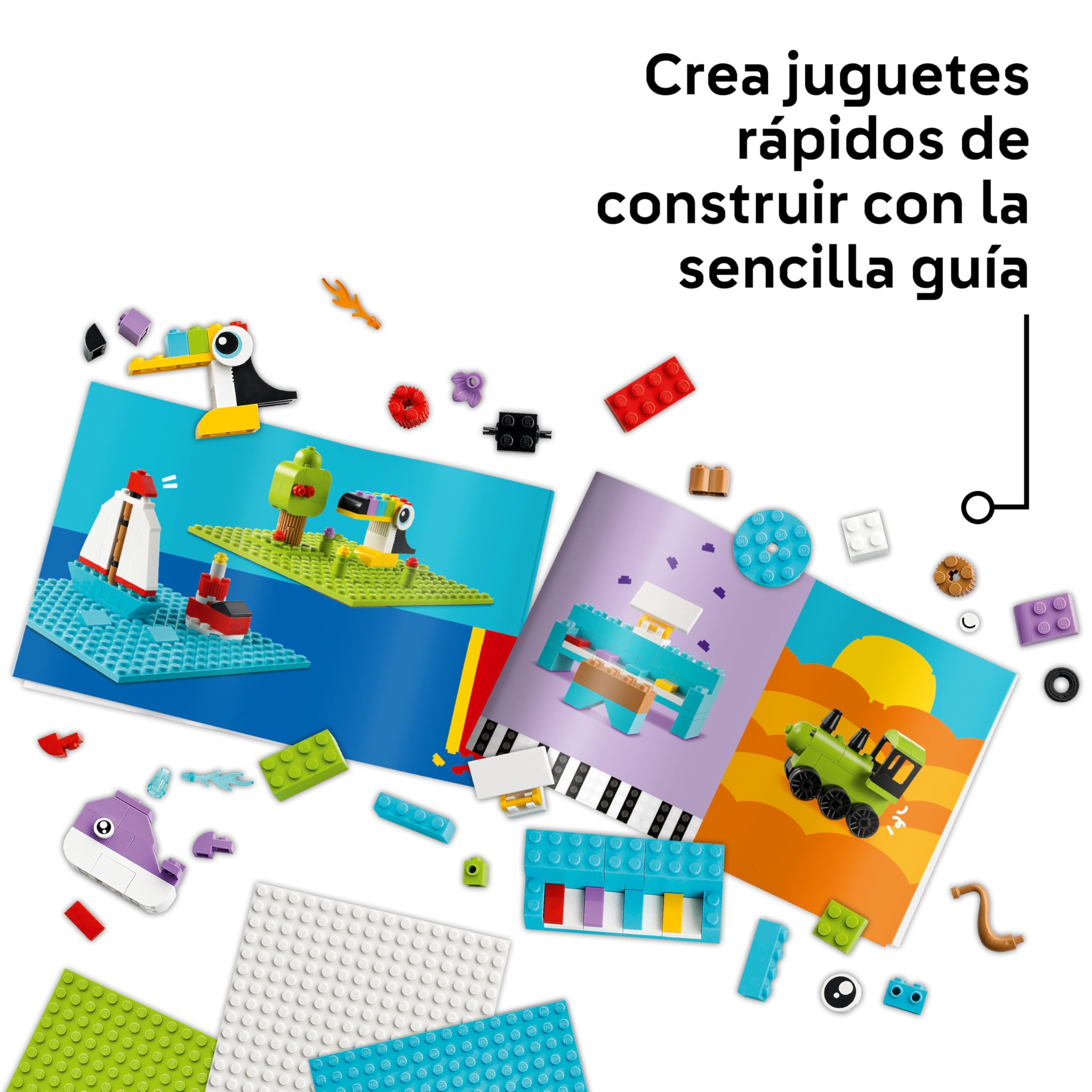 LEGO Classic Caja Creativa para Construir y Jugar con Ladrillos de Colores, Casa, Perro, Camión de Bomberos, Teclado, Nubes, Arcoíris y Más Juguetes, Manualidades para Niños y Niñas de 5+ Años 11044
