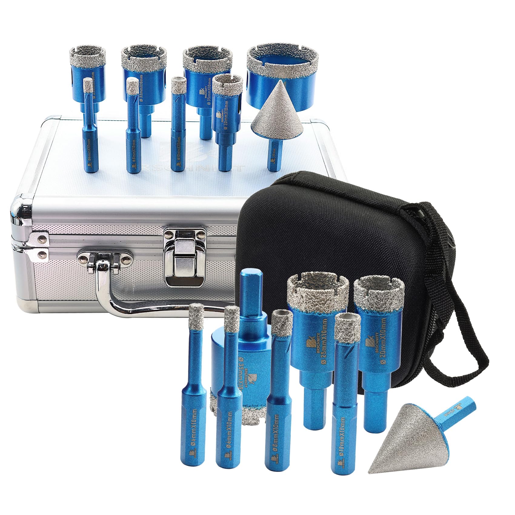 Tile Hole Saw Kit 10-Piece Diamond Core Drill Bit Set - Tile Hole Saws For Porcelain, Ceramic & Granite (6-65mm) Brocas Cónicas Para Ceramica