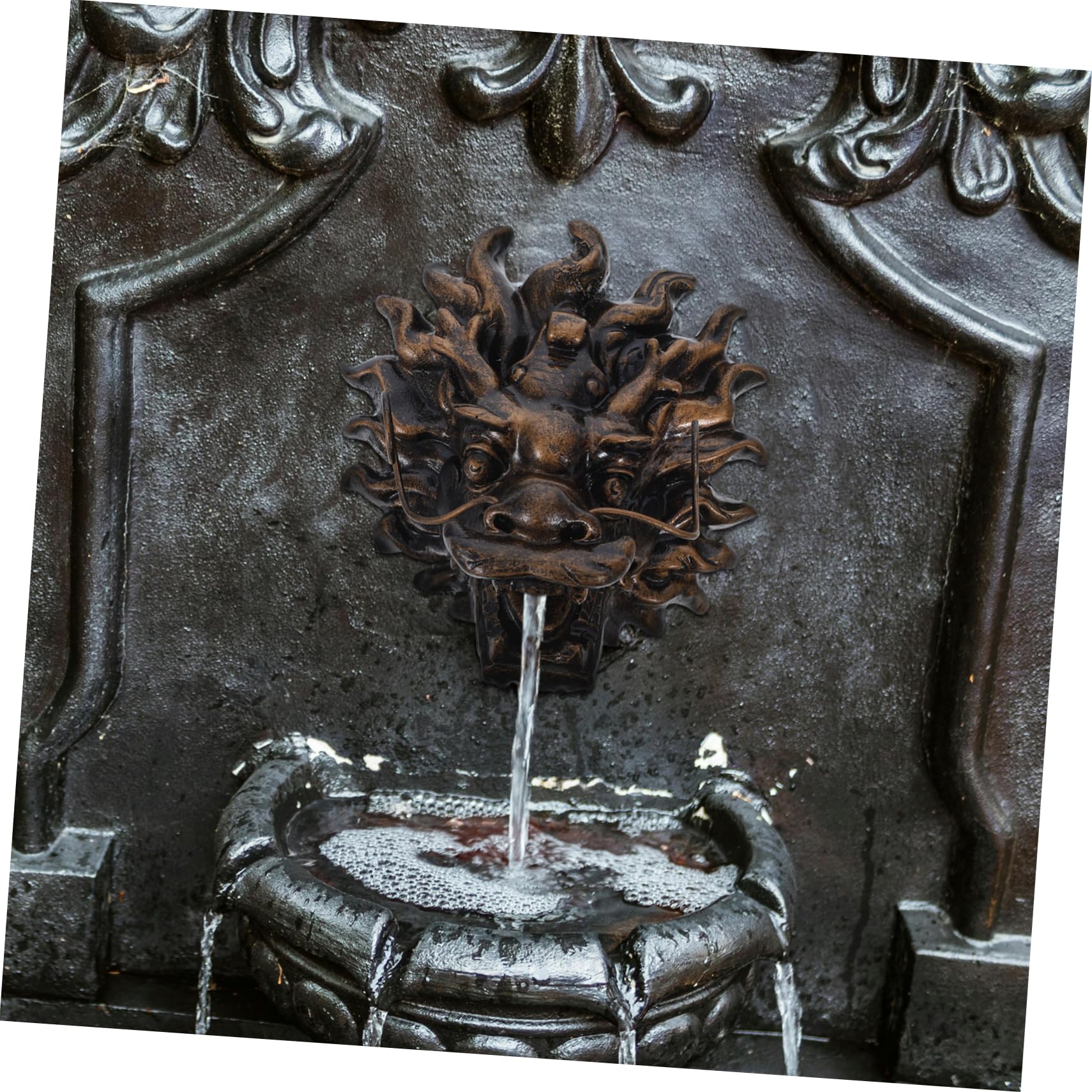 Abaodam Fontana da Parete Decorativa Testa di Drago in Resina per Giardino e Villa, Facile Installazione, Design Elegante e Resistente per Uso Esterno