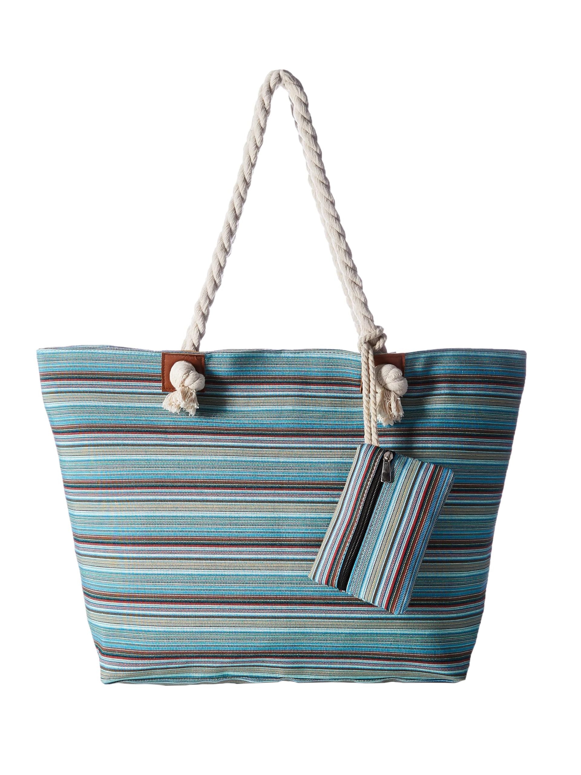 DonDon große Strandtasche XXL mit Reißverschluss - Umhängetasche Damen - große Badetasche für Urlaub vielseitige Shopper Tasche Damen für Strand Urlaub Must Haves Beach bag - Classic