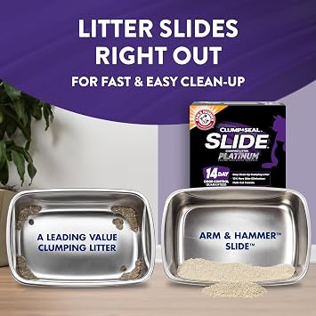 ARM & HAMMER Slide Platinum Easy Clean-Up Clumping Cat Litter, 37 Lbs | 24/7 Odor Control, Triple-Action Freshness, Non-Stick, Low Tracking, Multi-Cat Formula, Scented