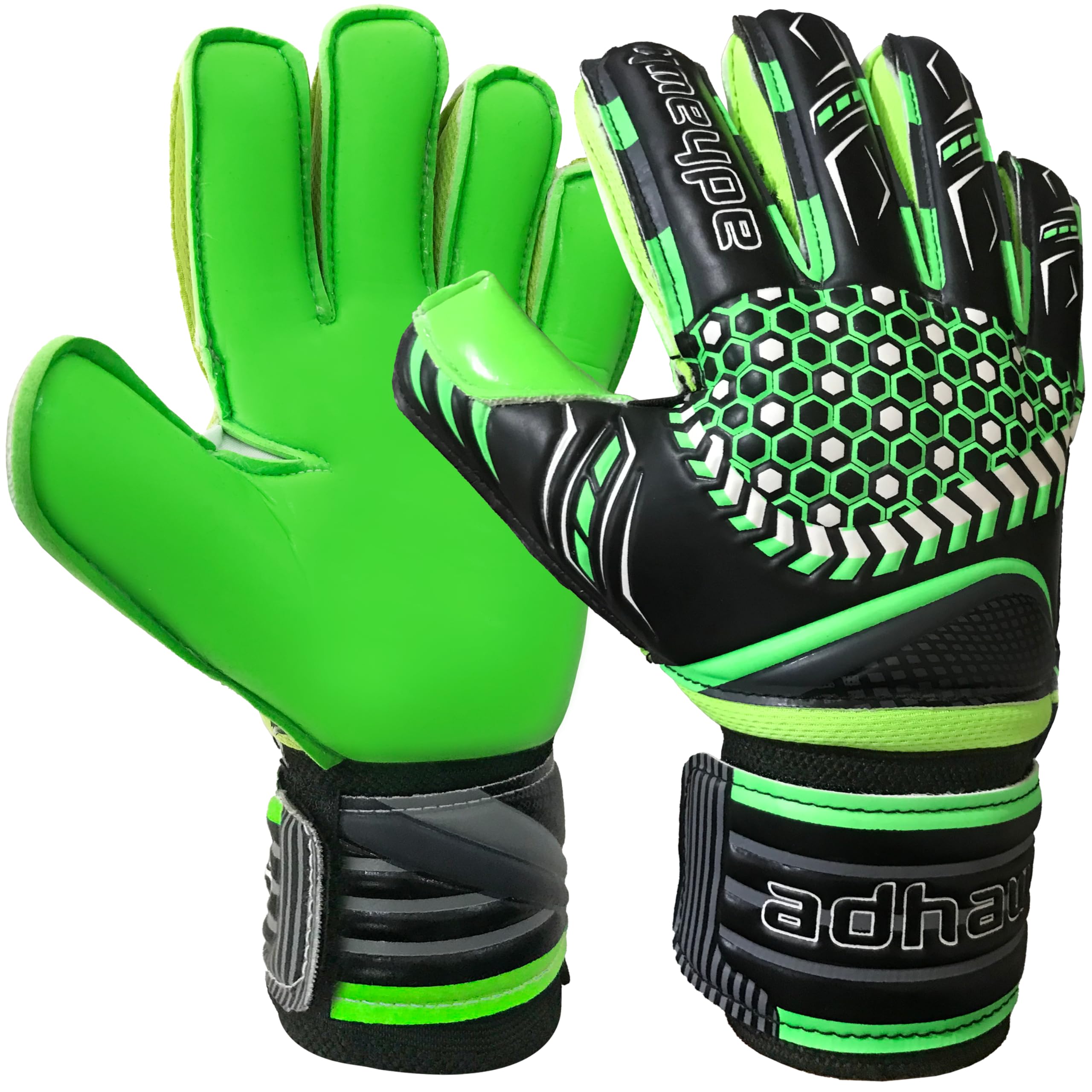Adhawk Goalkeeper Gloves, Premium Quality Latex Palm with Finger Spine Protection & Double Layer Wristband