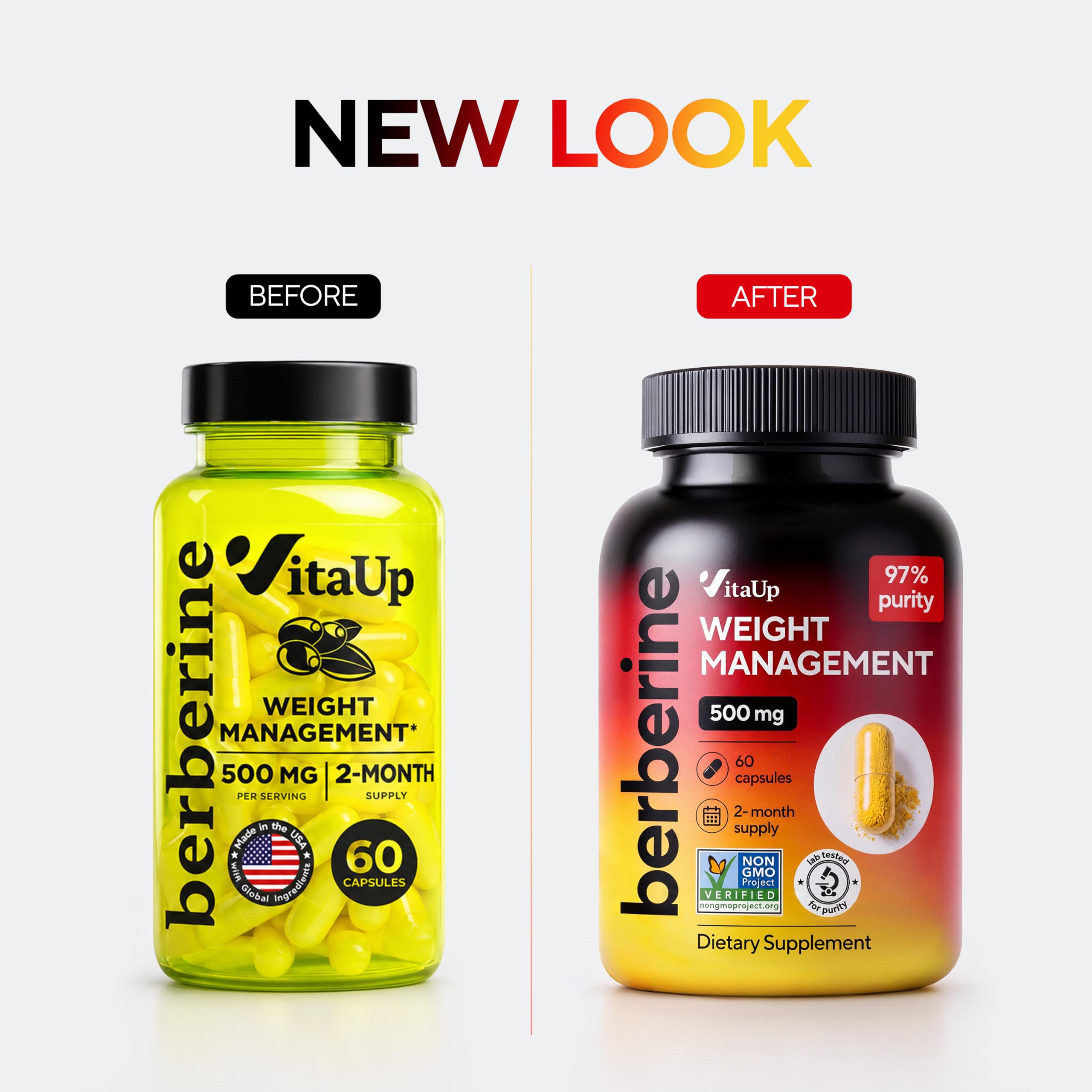 Berberine Supplement 500mg - Berberine 500mg - Non-GMO Berberine HCL - Berberine Supplements for Weight Management, Energy, Immune Support - 60 Capsules — Amazon image 2