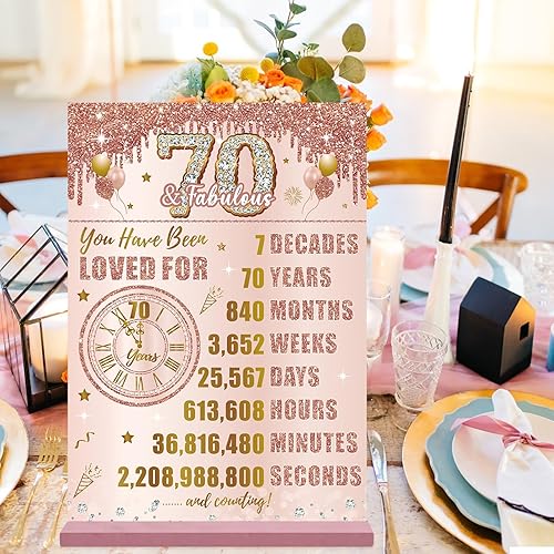 Miniatura 5 de Bumqviy Letrero de mesa con texto en inglés Back in 1954 para mujer, con texto en inglés Back in 1954, Happy 70th Birthday y Back in 1954 (Back in
