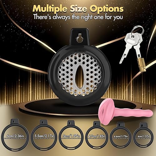 Miniatura 8 de Jaula de castidad masculina, jaula de pene suave y ligera con 6 tamaños de anillos, cómodo dispositivo de castidad para hombres, perfecto para uso a