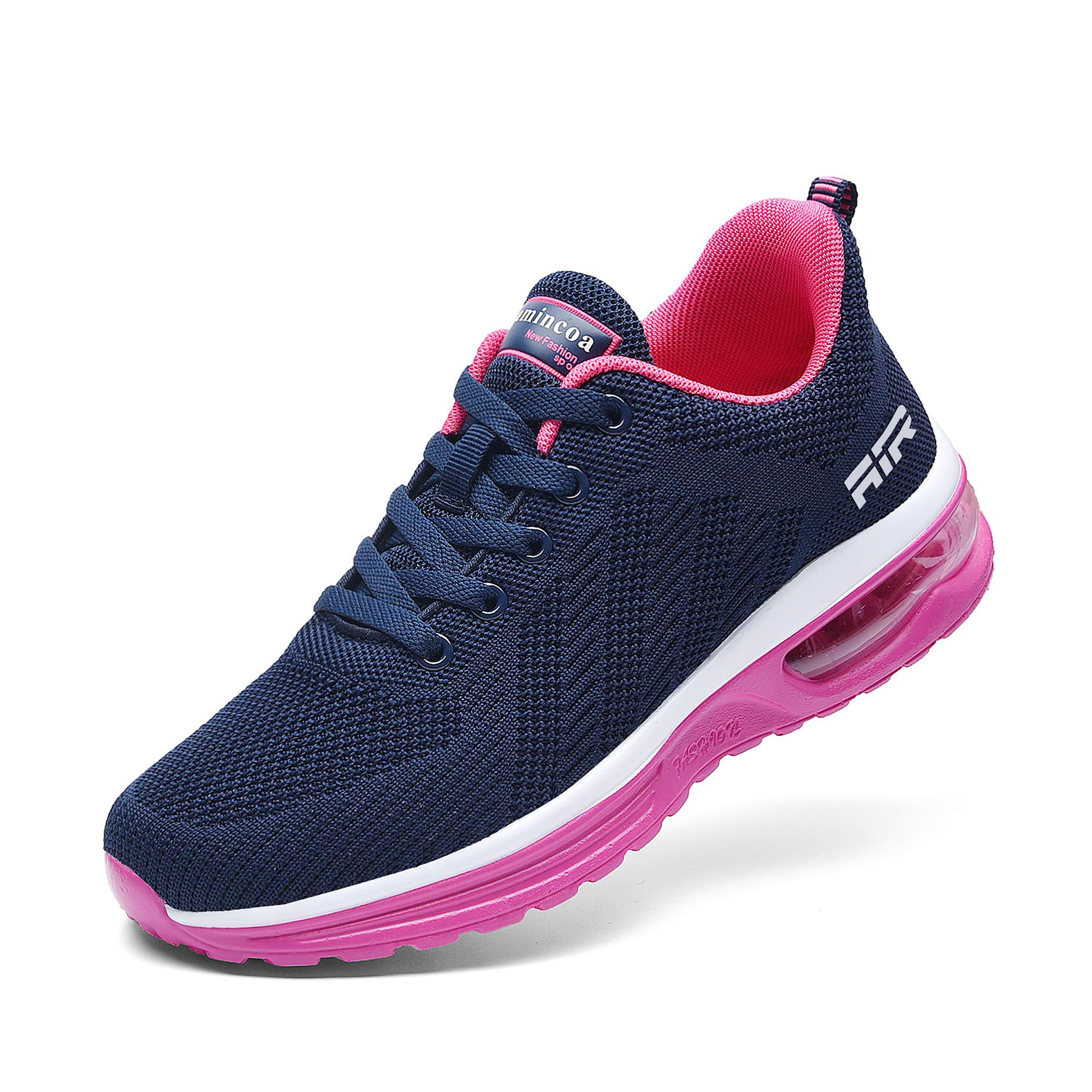 LamincoaWomens Running Shoes Lightweight Women Sneakers Cushion Walking Tennis Shoes for Women Blue-Rose Size 8.5