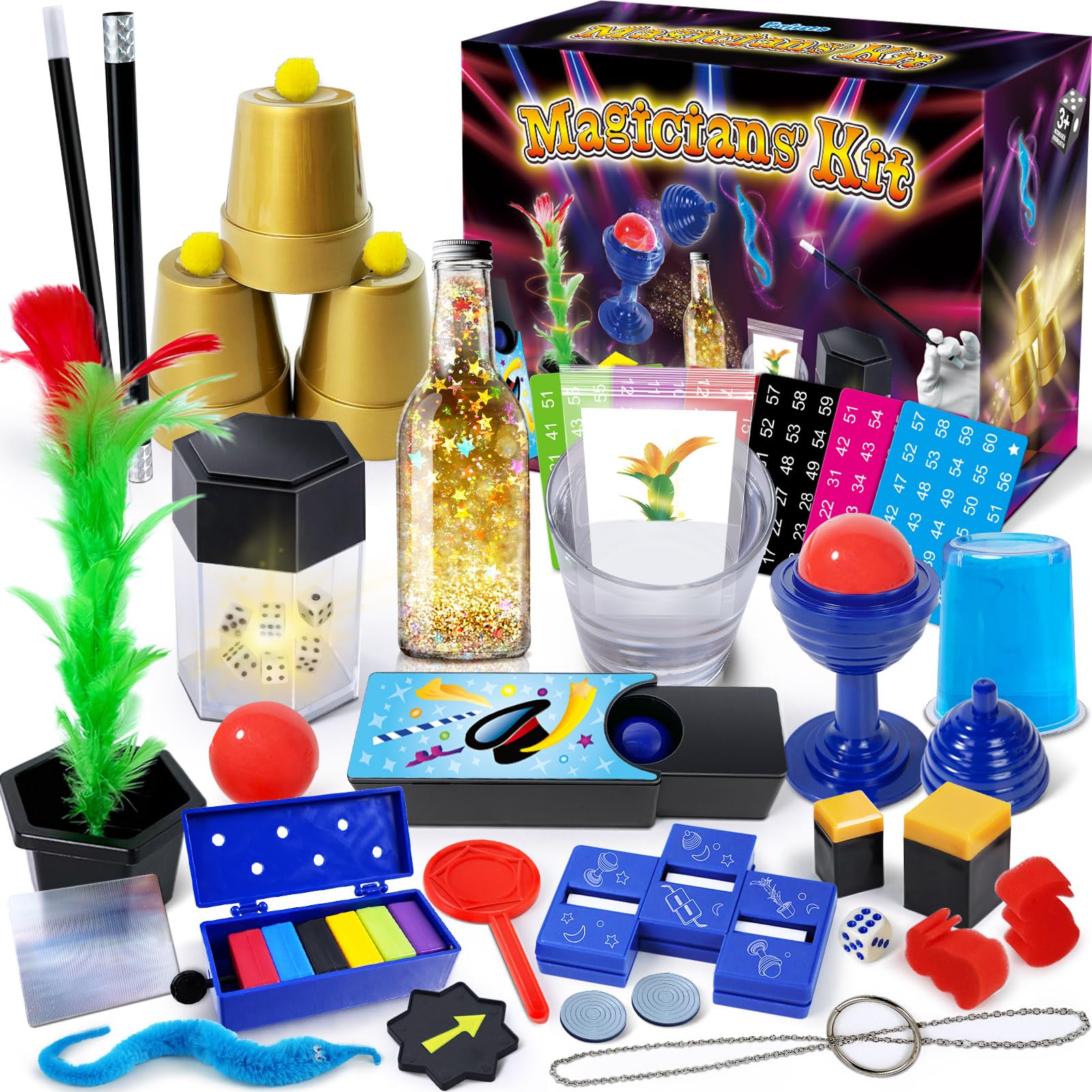 PATIFEED Magic Kit, 50+ Magic Tricks for Kids with Instructions for Each Trick to Perform, Magic Set for Girls Boys Beginners