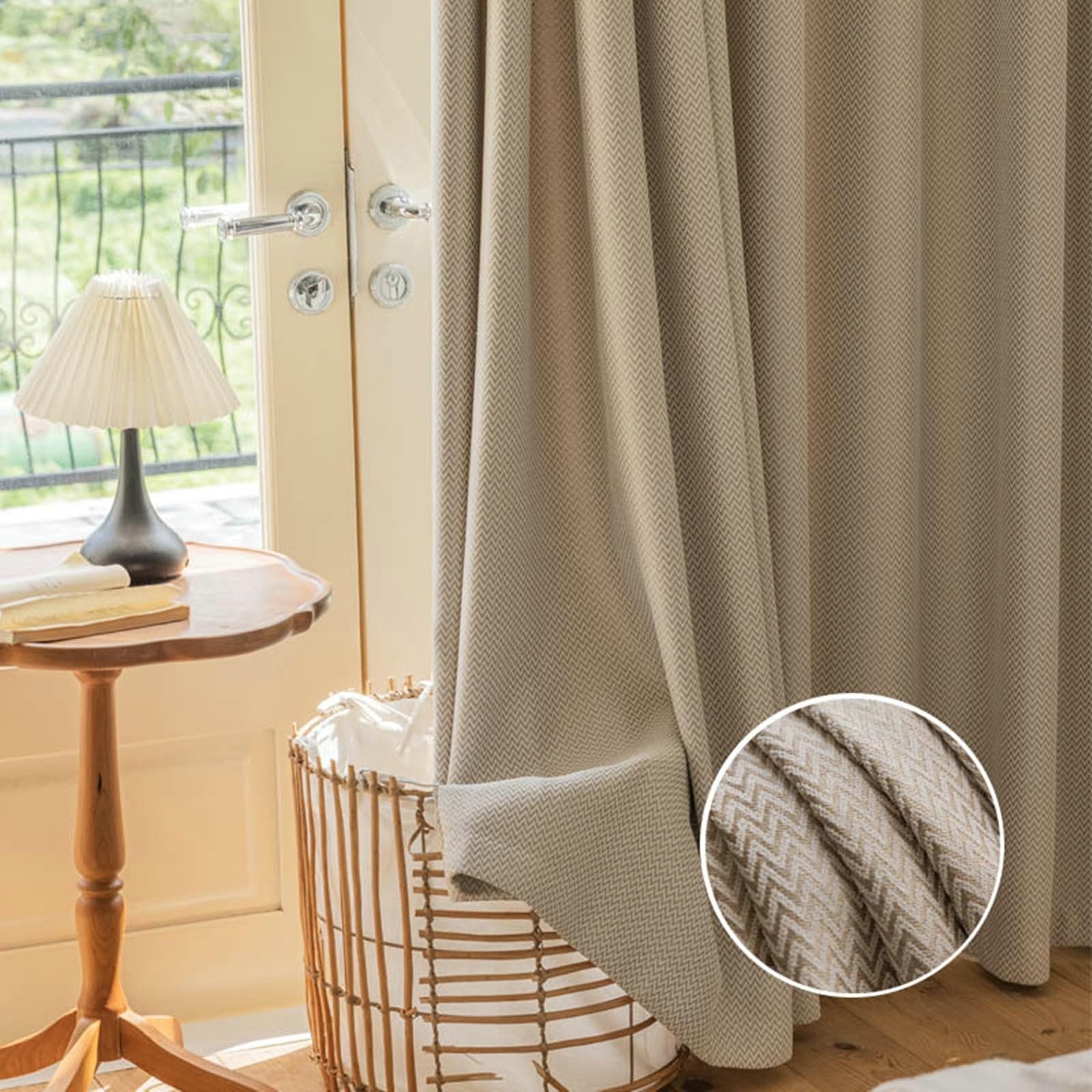 Daesar Blackout Curtains Bedroom 2 Panel, Polyester Hook Darkening Curtains 52