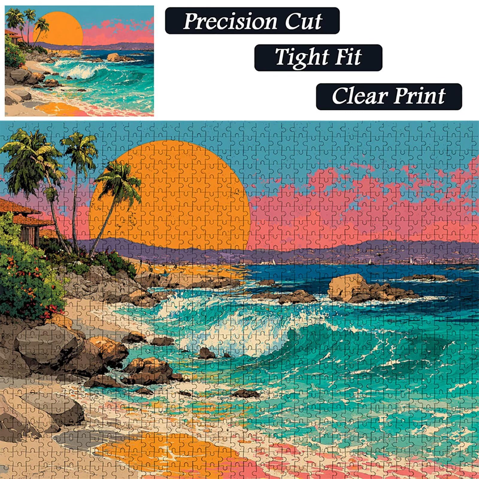 Ondas Puzzle Madera 5000 Piezas, Sunset Puzzle Adultos con Caja 156x105cm, Rompecabezas Desafiante, para Hombres Mujeres Adolescente, Juegos de Rompecabezas Creativos, Decoracion Hogar Regalo, 2-1479