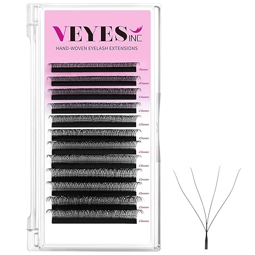 VEYES INC YY - Bandeja de extensiones de pestañas, rizo CD, 0.39-0.59 pulgadas, longitud mixta, abanicos profesionales de extensiones de pestañas,