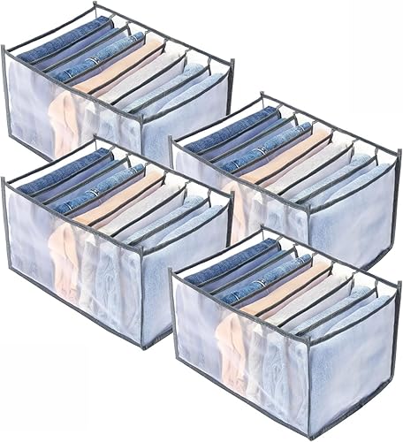 Organizador de ropa para armario,Organizador de ropa de armario lavable de 7 rejillas,Caja de separación de malla plegable para cajón,Organizador de