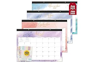 Decorably Desk Calendar Landscape - 18 Months Watercolor Desk Calendar 2024