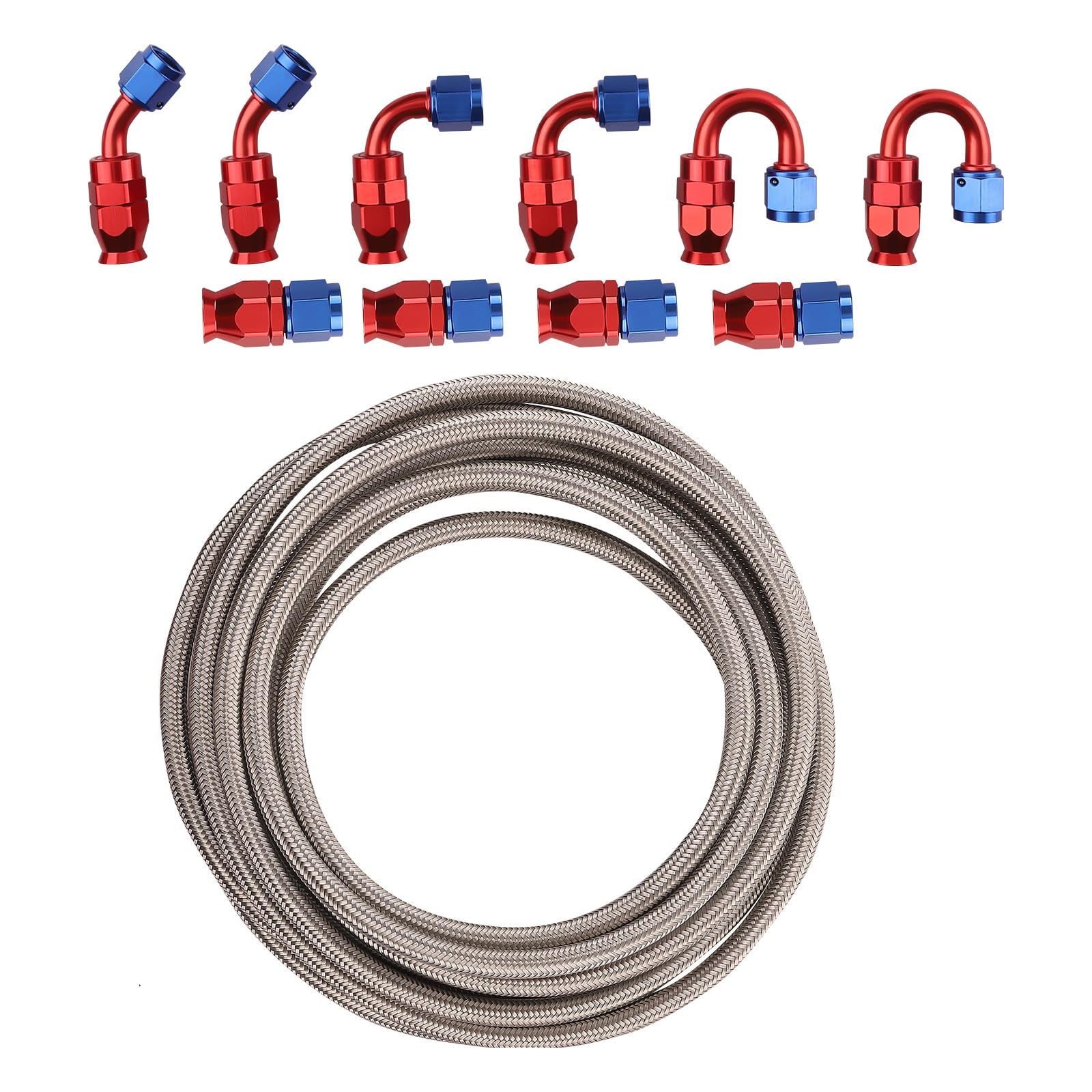 maXpeedingrods AN6-6AN, AN-6 Red tubo dell'olio girevole in acciaio inox intrecciato Fuel Line pantaloni 20FT kit in acciaio inox PTFE E85 tubo del carburante