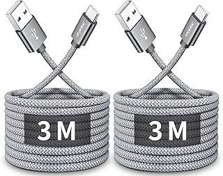 CLEEFUN USB C Cable (3M, 2-Pack), Long Type C Cable Fast Charging USB-C to USB-A Braided Charger Lead Compatible with Samsung Galaxy S20 S10 S10+ S10e S9 S8 Plus, A40 A41 A50 A51 A70 A71 A20e