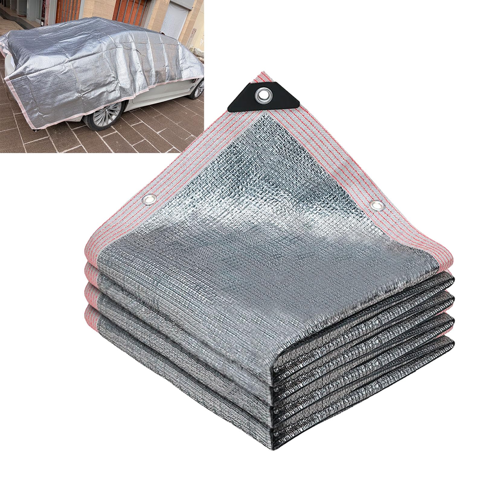 99% Reflective Aluminet Shade Cloth 4x7m – SUV Windscreen & Garden Sun Shade | Heavy Duty UV Cooling Mesh Tarp with Rust-Proof Grommets, Heat Block Netting for Motorhome, Patio & Large Awning