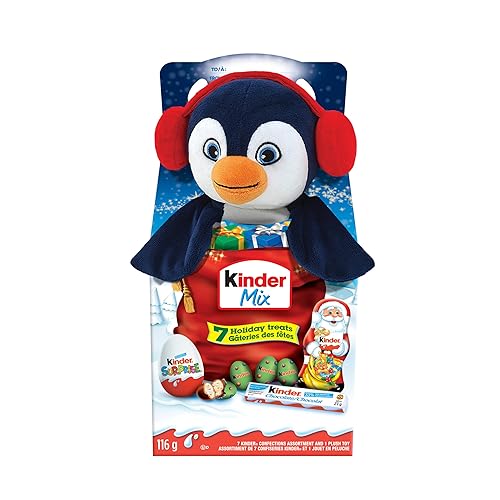 KINDER MIX Holidays Variety Pack with Surprise Plush Toy and 7 Additional KINDER Holiday Chocolate Treats, 116g (Plush Toys Vary) - Plush Toy