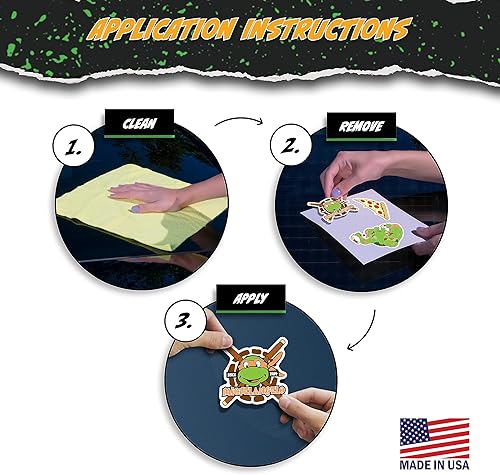 Miniatura 6 de TMNT Teenage Mutant Ninja Turtles Mikey - Juego de 3 calcomanías de tortuga ninja Michelangelo para coche, botella de agua, bicicleta, casco,