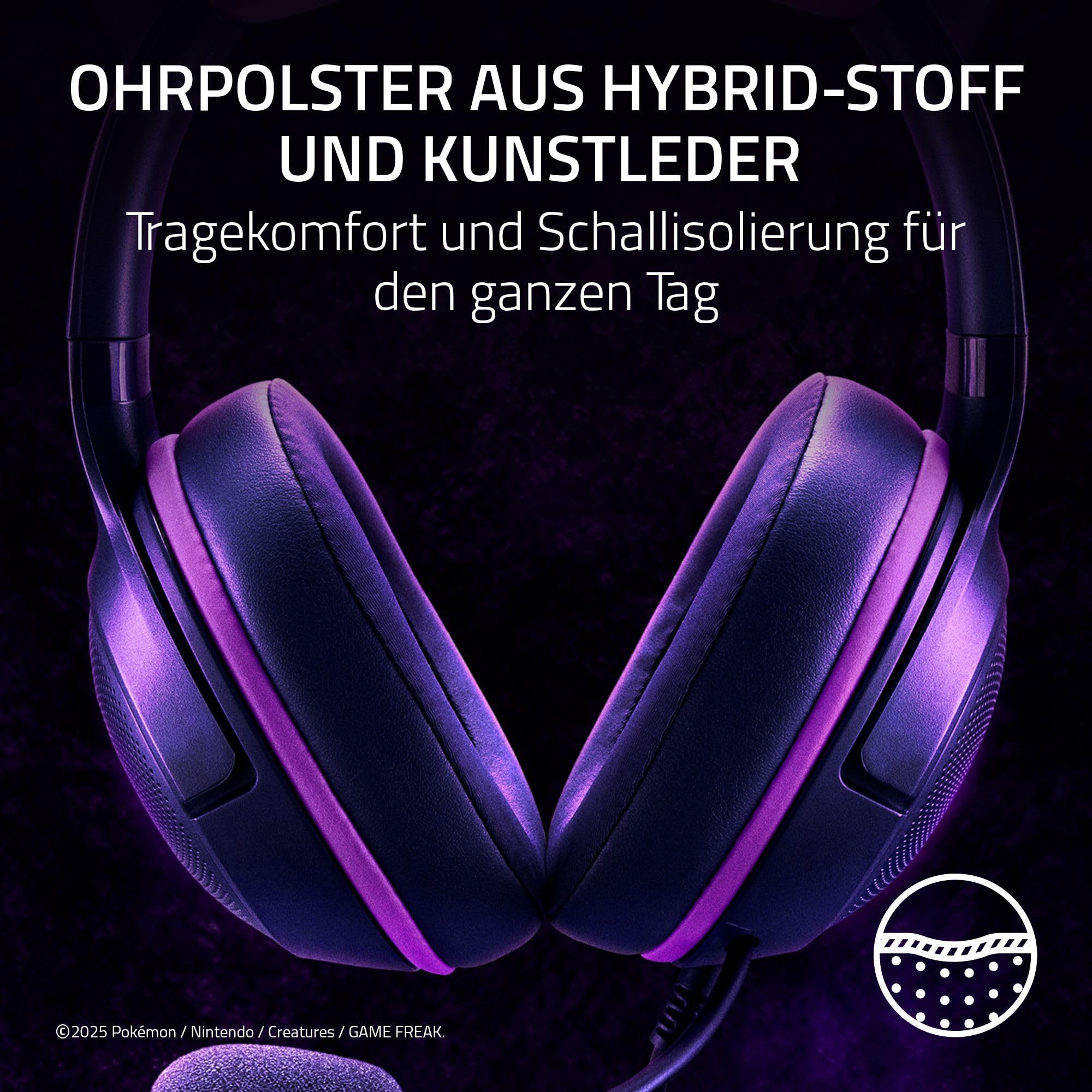 Razer Kraken Kitty V2 - Gengar Pokémon Edition - USB-Headset - Gengar-Stacheln - Streamreaktive Beleuchtung - HyperClear-Kardioidenmikrofon - Triforce 40-mm-Treiber - 7.1 Surround Sound | Violett