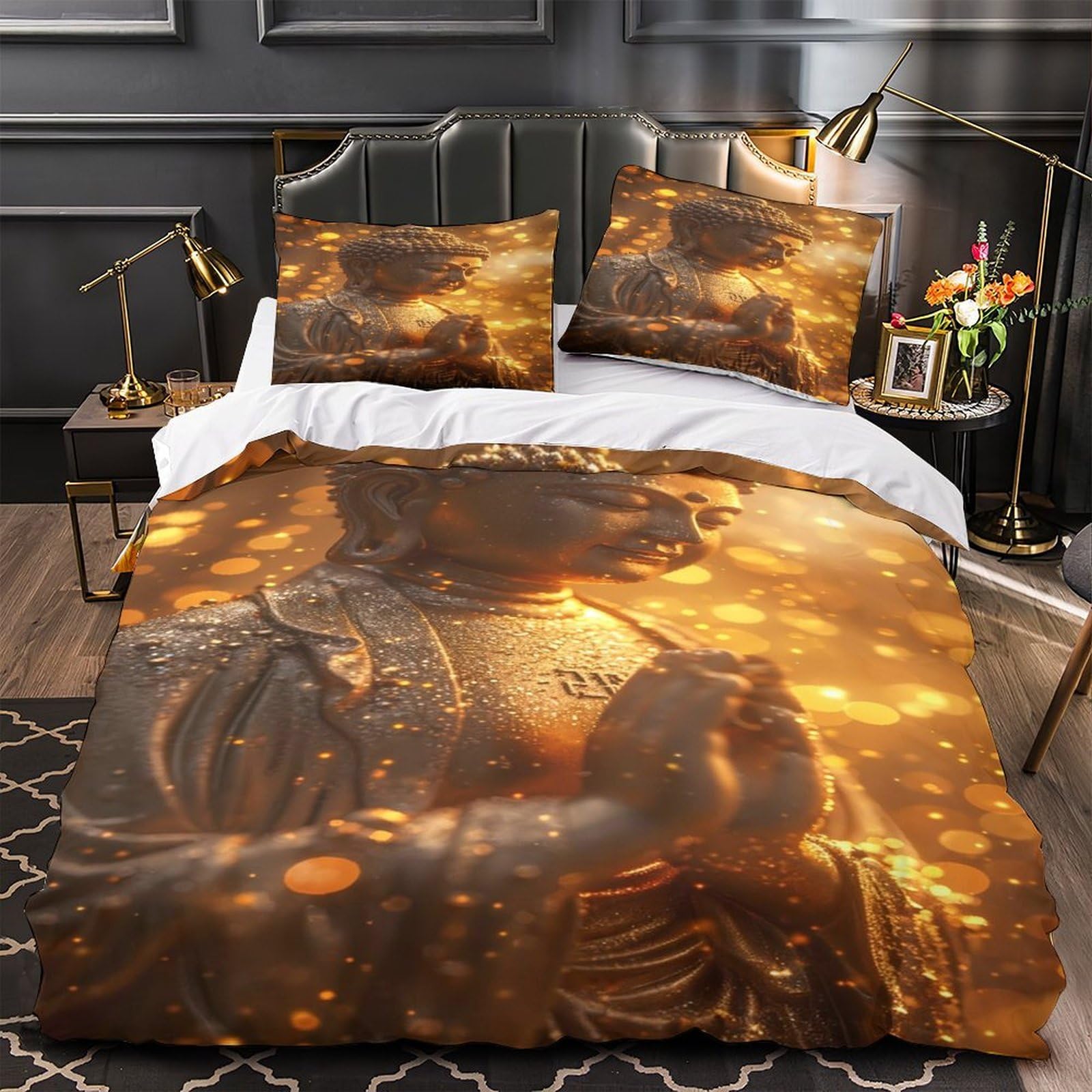 3D Gedruckte Romantisches Paar Motiv Bettbezug Mikrofaser Schlafzimmer Dekor Pärchen Bettwäsche Set Atmungsaktiv Geschenk für Zuhause Super King（260x220cm）