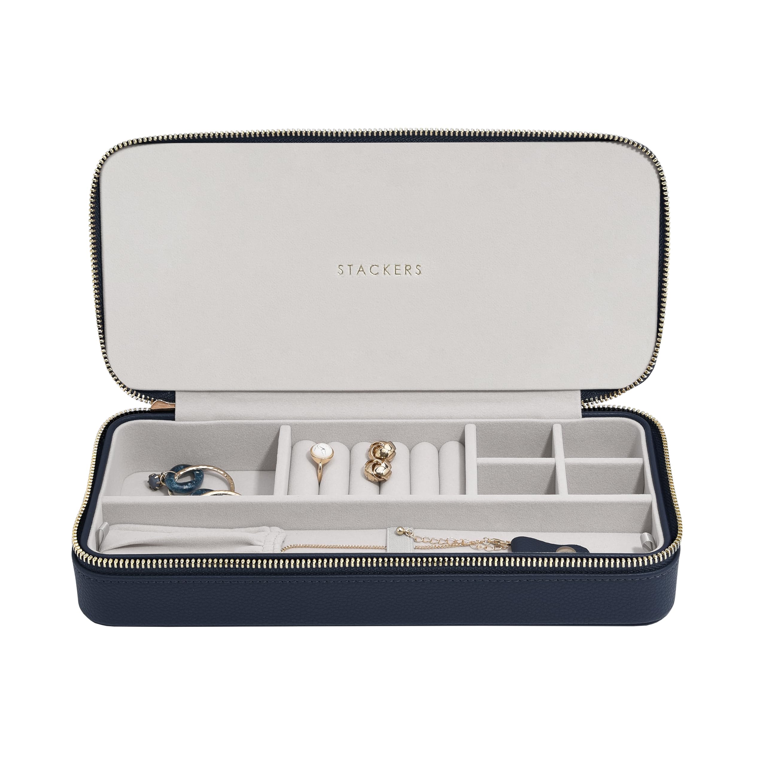 Stackers Navy Sleek Necklace Travel Jewellery Box