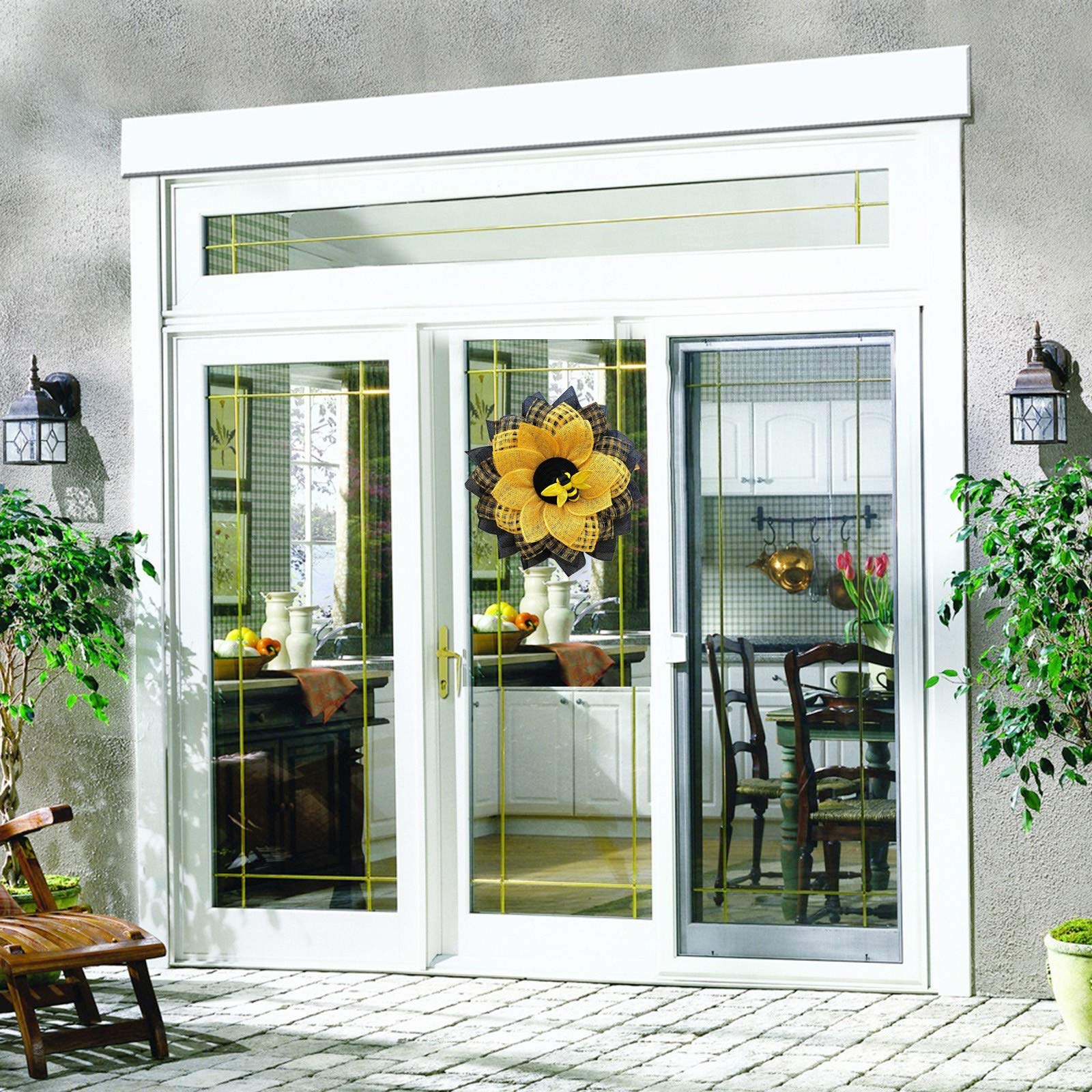 Amazon.co.jp: FRAKYEN ひまわり リース 玄関ドア用 黄麻布 イエロー