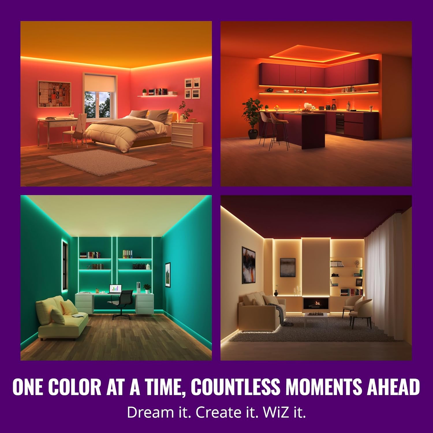 WiZ Connected - Bundle - RGB LED Strip 5m Plus 2 60W A19 Color Bulbs - Control with Voice or App + Activate with Motion - Matter Compatible
