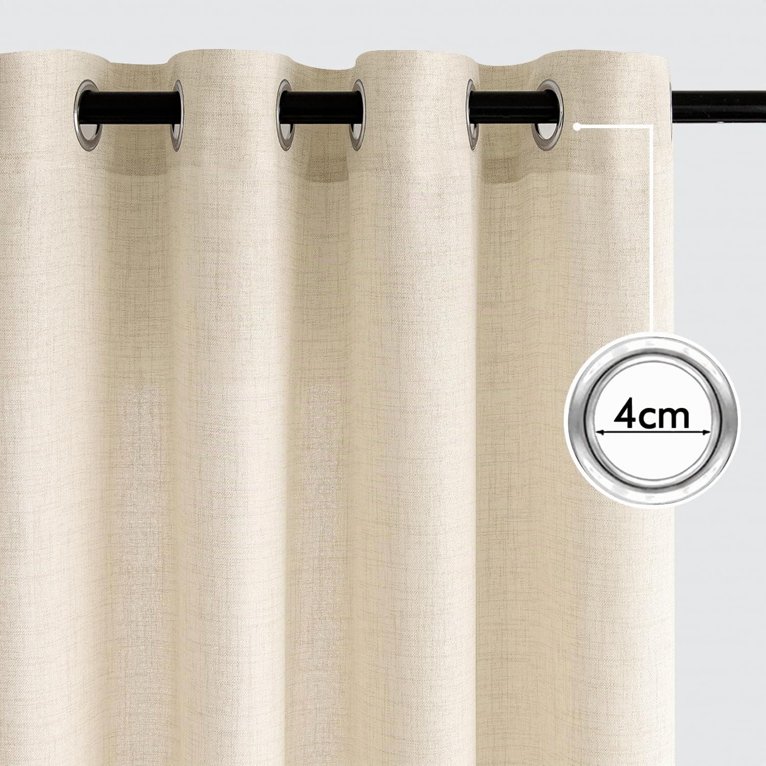 MIULEE Cortinas de Lino con Efecto de Anillos 2 Piezas Natural 140 x 245 cm