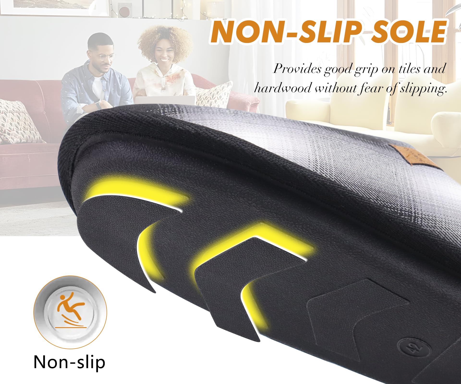 Pantofole da Uomo Invernali Plaid, Comoda Memory Foam Calde Scarpe da Casa in Lana con Suola Antiscivolo 40-47