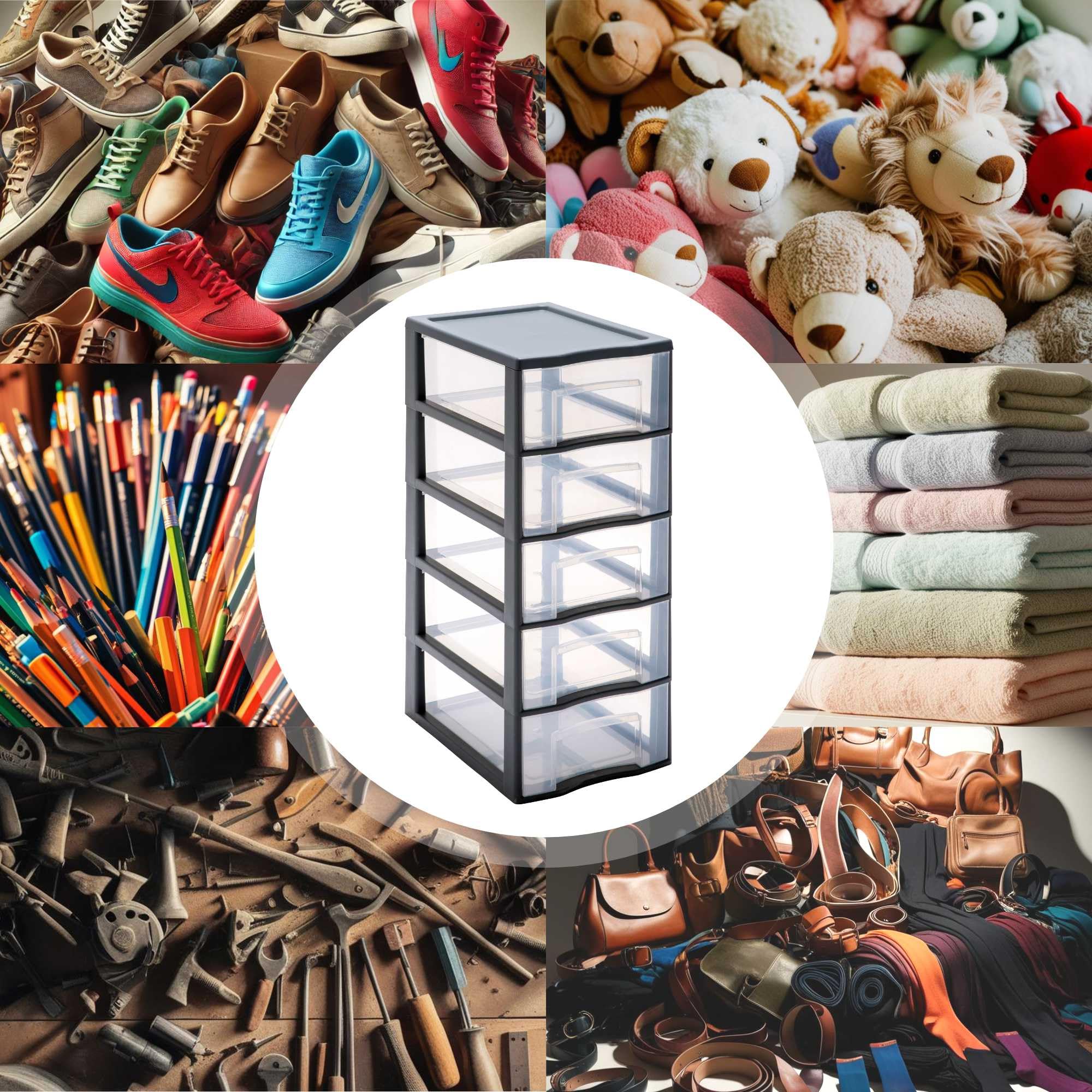 Cassettiera Plastica SUNDIS Tag Tower - 5 Cassetti Trasparenti A4, 61 Cm, Con Ruote Per Ufficio E Casa - Foto 10