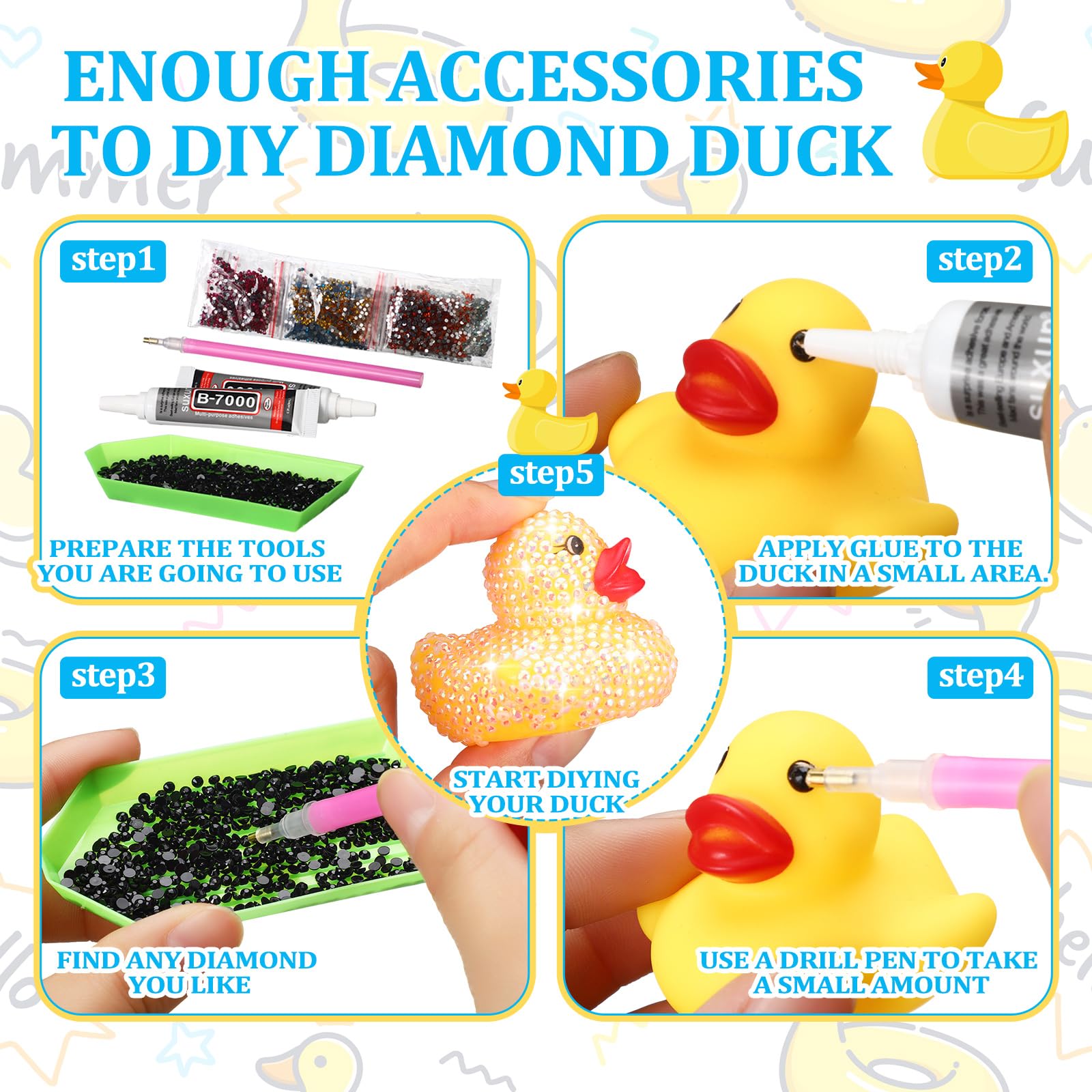 Amazon.com: Landical 12 Pcs Rubber Ducks Diamond Art Ducks DIY