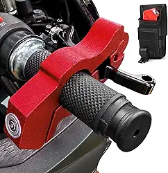 Travas de motocicleta antiroubo: CNC Heavy Duty Handlebar Throttle Grip Brake Lever Security Motorcycle Lock Universal para Dirt Bike Moped Scooter, Motocicleta, Acessórios de alarme ATV (vermelho)