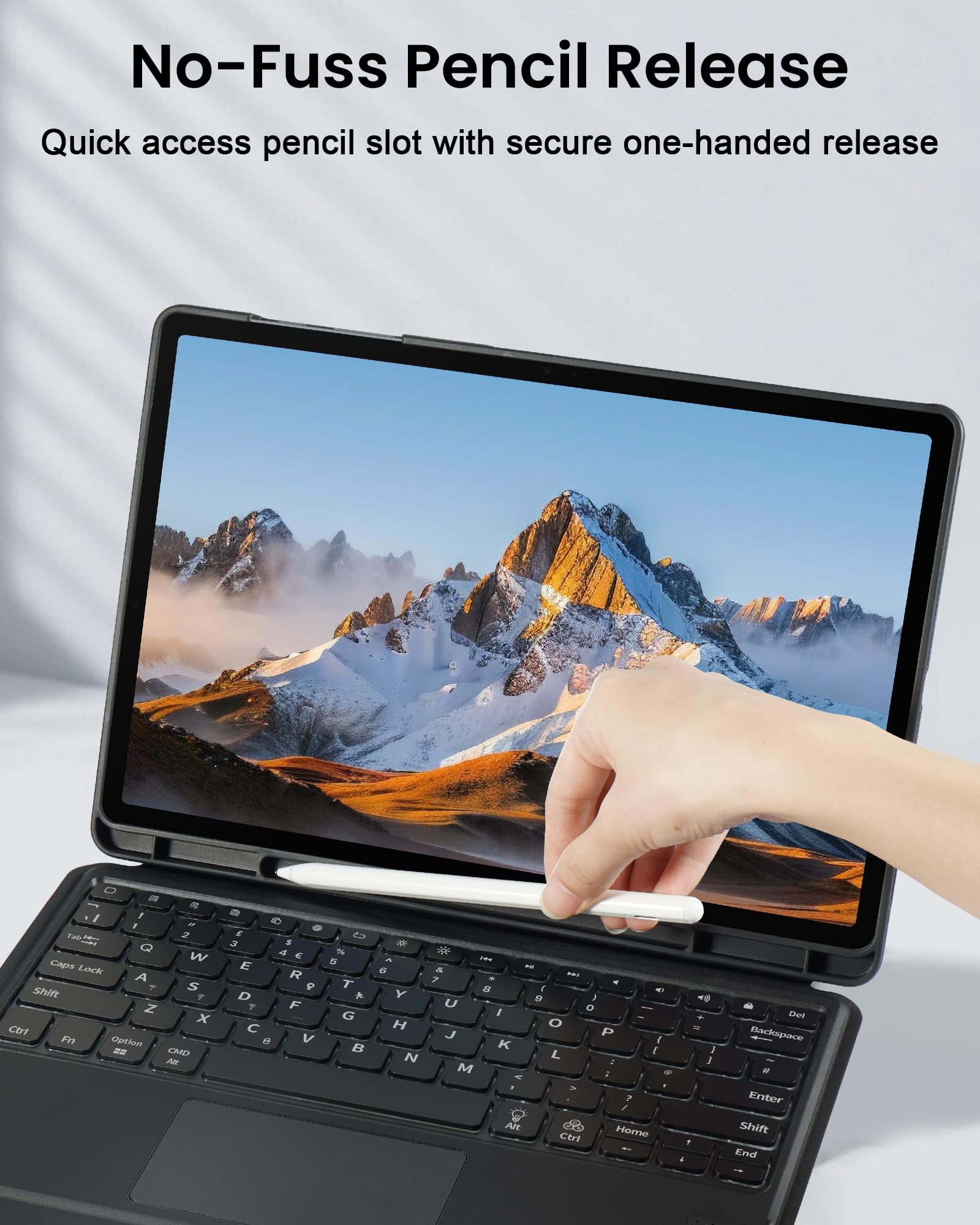 SOPPY Funda con teclado giratorio retroiluminado con trackpad para Samsung Galaxy Tab S10+/S9 FE+/S9+/S8+/S7+/S7 FE de 12.4 pulgadas, retroiluminación de 7 colores, funda delgada con teclado