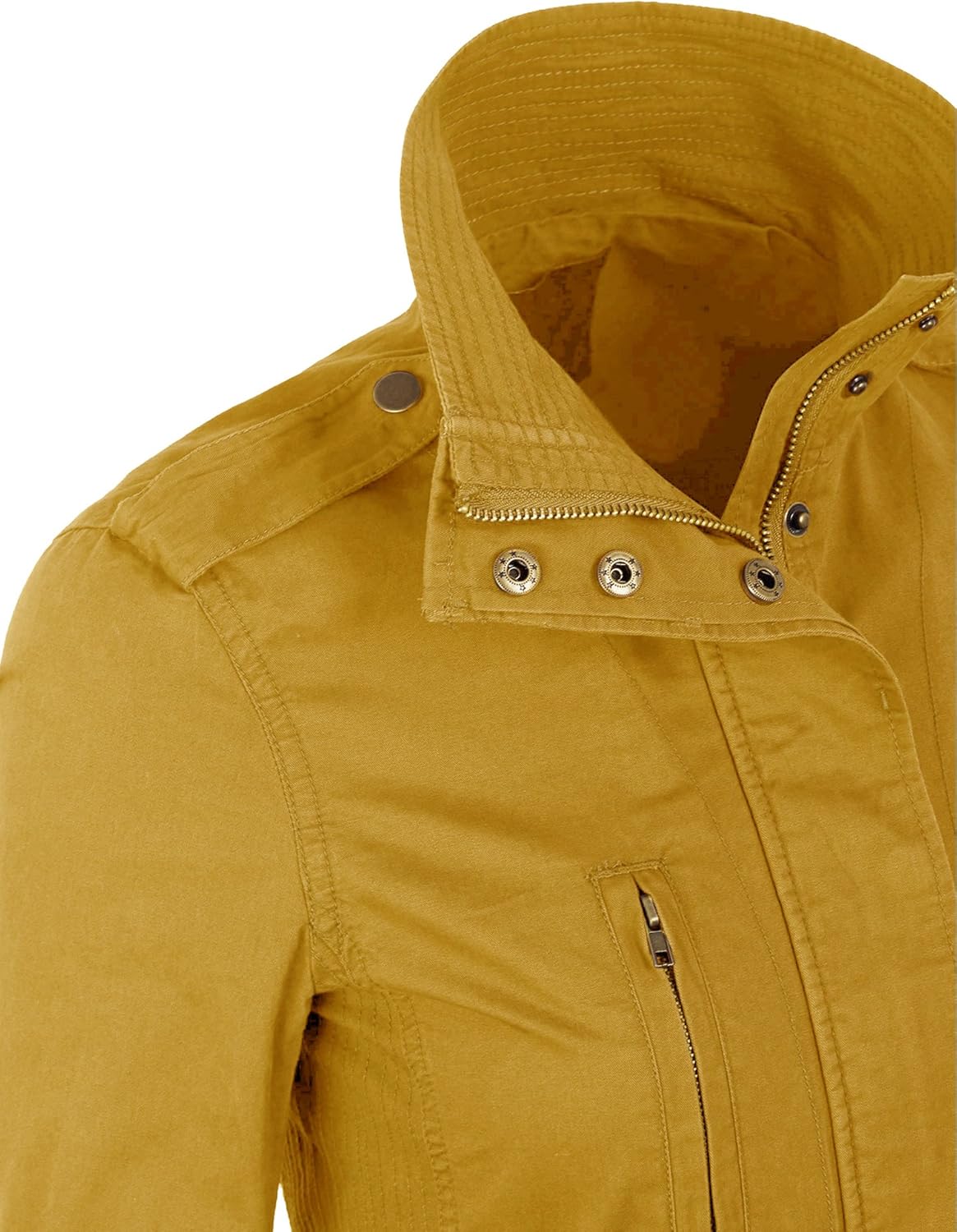 KOGMO Womens Military Anorak Safari Jacket with Pockets Small 317_mustard
