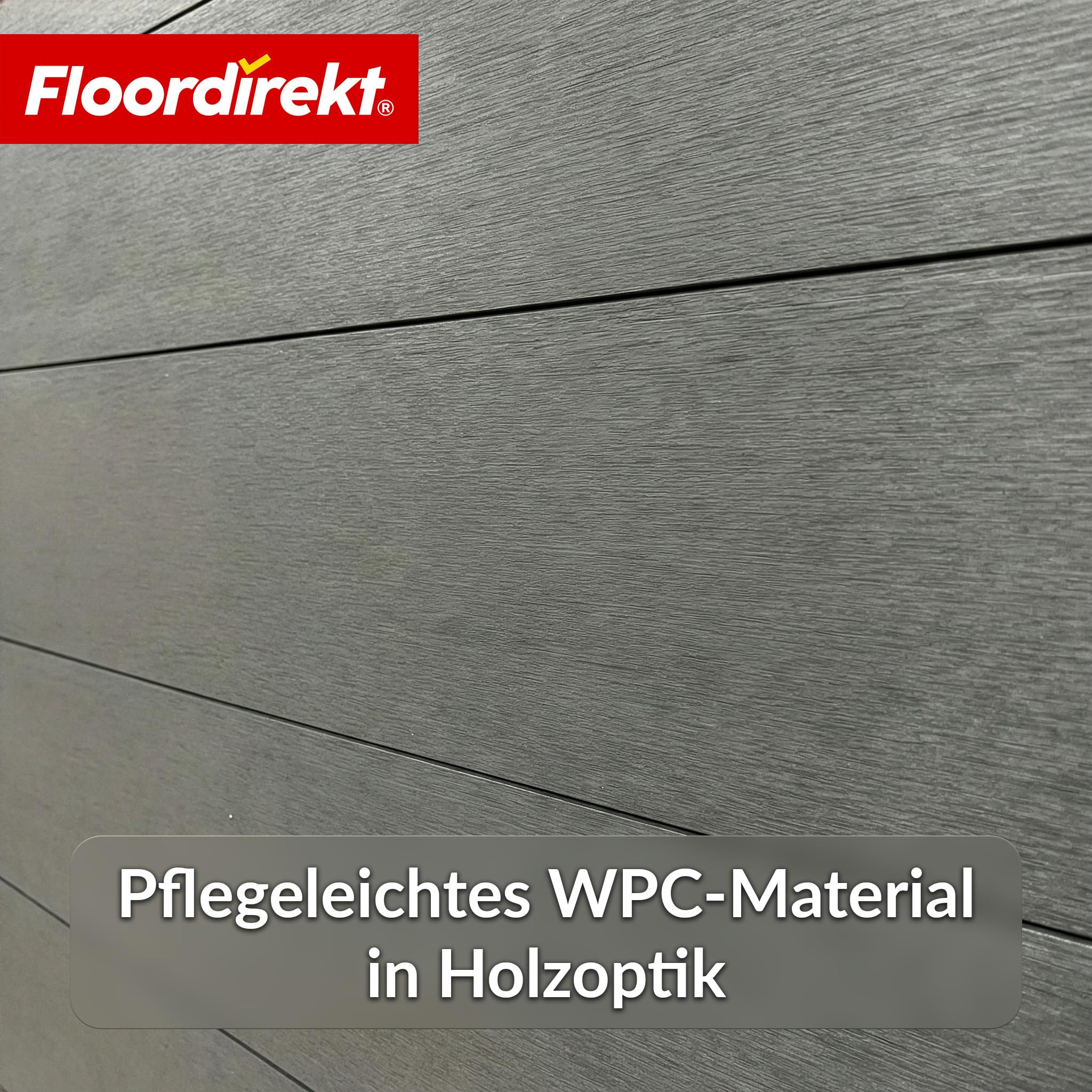 Floordirekt Kompletny zestaw ogrodzenia WPC – czarny – 180 x 180 cm – ogrodzenie ogrodowe, ogrodzenie osłonowe, ogrodzenie wiatrochronne – element na taras i do ogrodu – wraz z materiałem montażowym