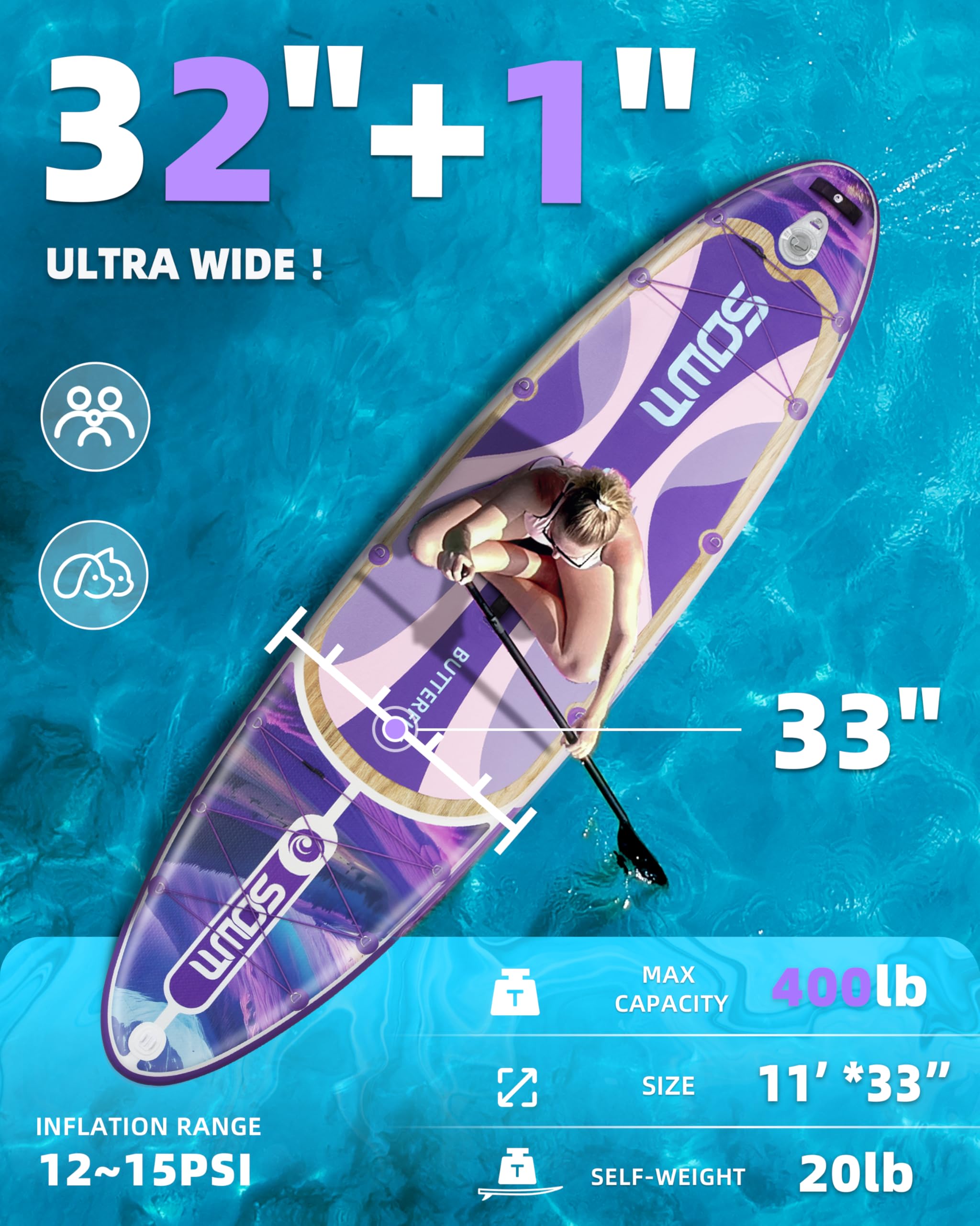 SOWM のインフレータブル（空気入れ式）パドルボード11'x33\" in SOWM のインフレータブル（空気入れ式）パドルボード11'x33