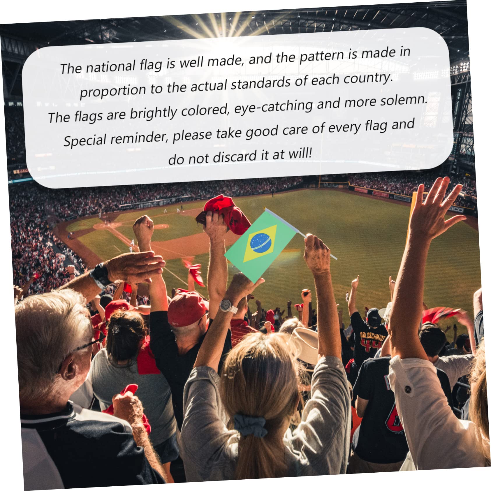 BESPORTBLE 200piezas Banderas De Animación Deportiva Pequeñas Banderas Patrióticas De Mano Para Celebraciones y Eventos Deportivos Decorativas y Portátiles