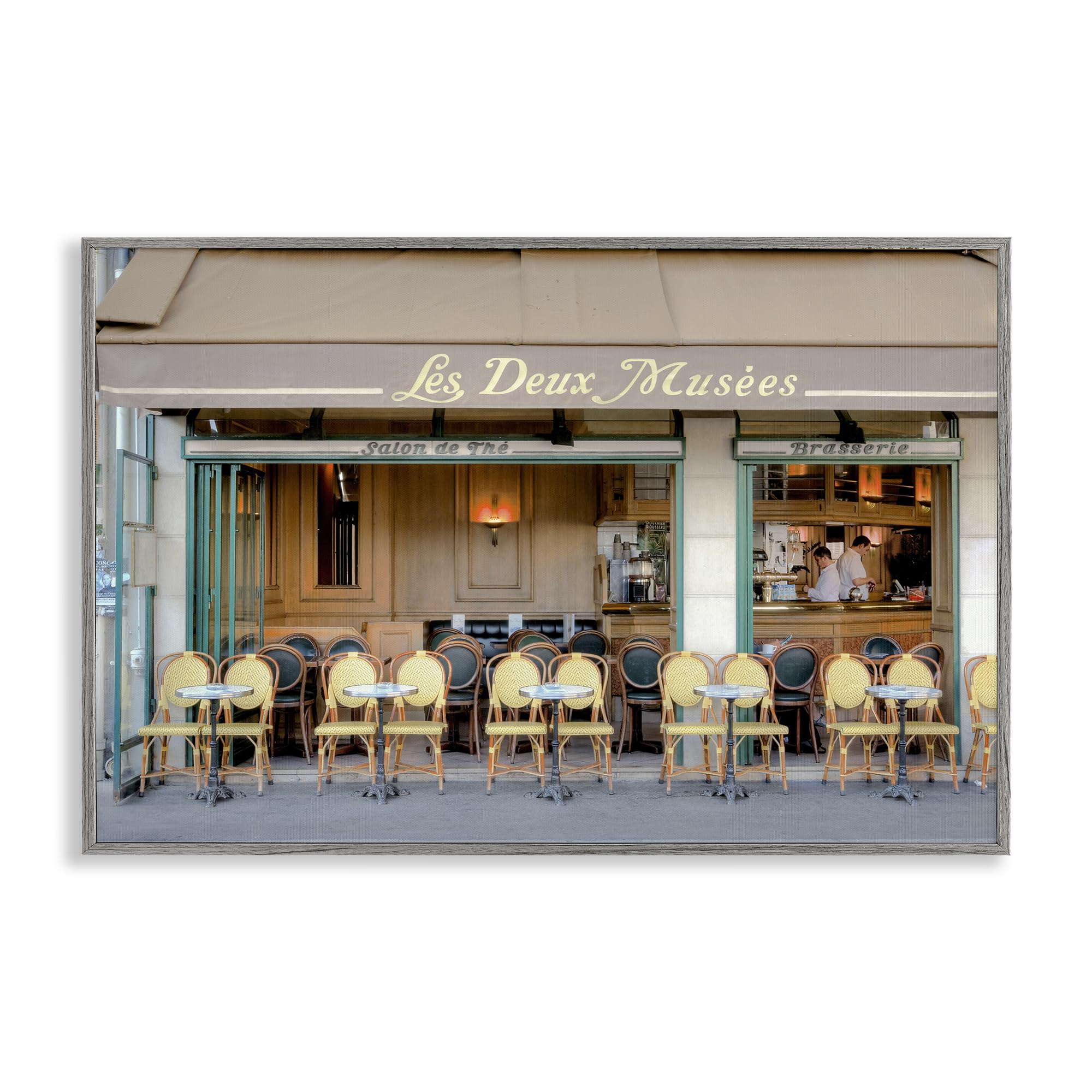 Stupell Industries Parisian Outdoor Seating Cafe Wall Art, Earth Tone Cityscape Ambiance for Living Room, 20 x 30 Inch Framed Giclée Print, by Alan Blaustein, Made in USA Gift