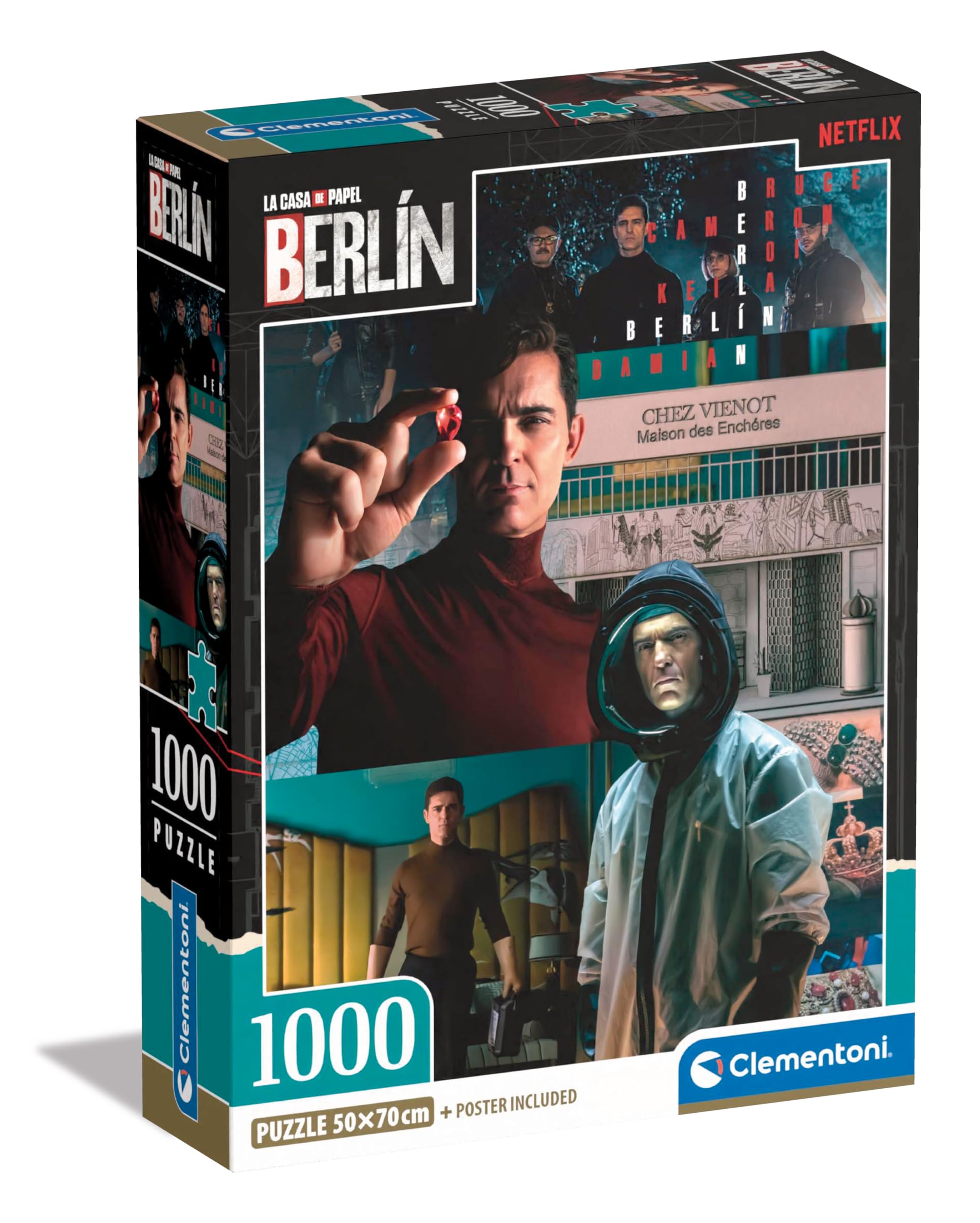 Clementoni Jigsaw Puzzle Berlin 1000 Pieces - Puzzle For Adults 14-99 Years, Poster Included, Gift For Men/Women, Netflix Series La Casa De Papel/Money Heist, Made In Italy, 39850