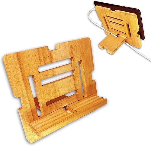 Bilikolik Soporte de madera natural para tablet estación de carga para teléfono celular soporte para tableta organizador de escritorio compatible