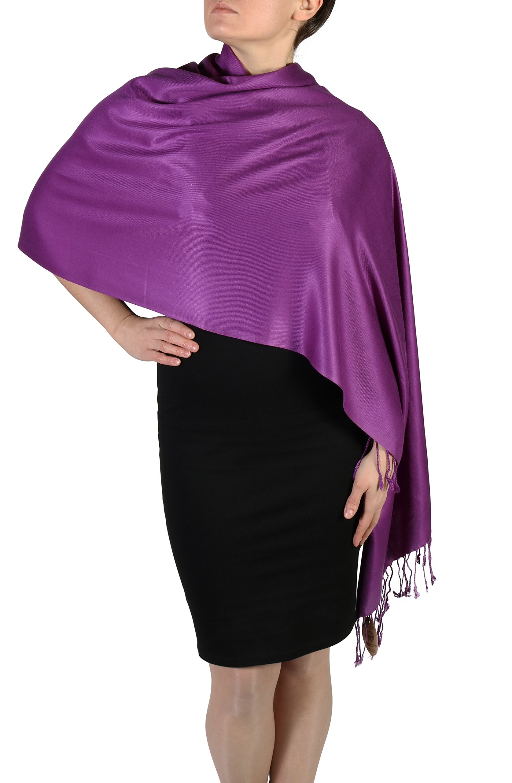York Shawls Stola sciarpa pashmina da donna - Con Nappine - (20+ colori), fatta a mano
